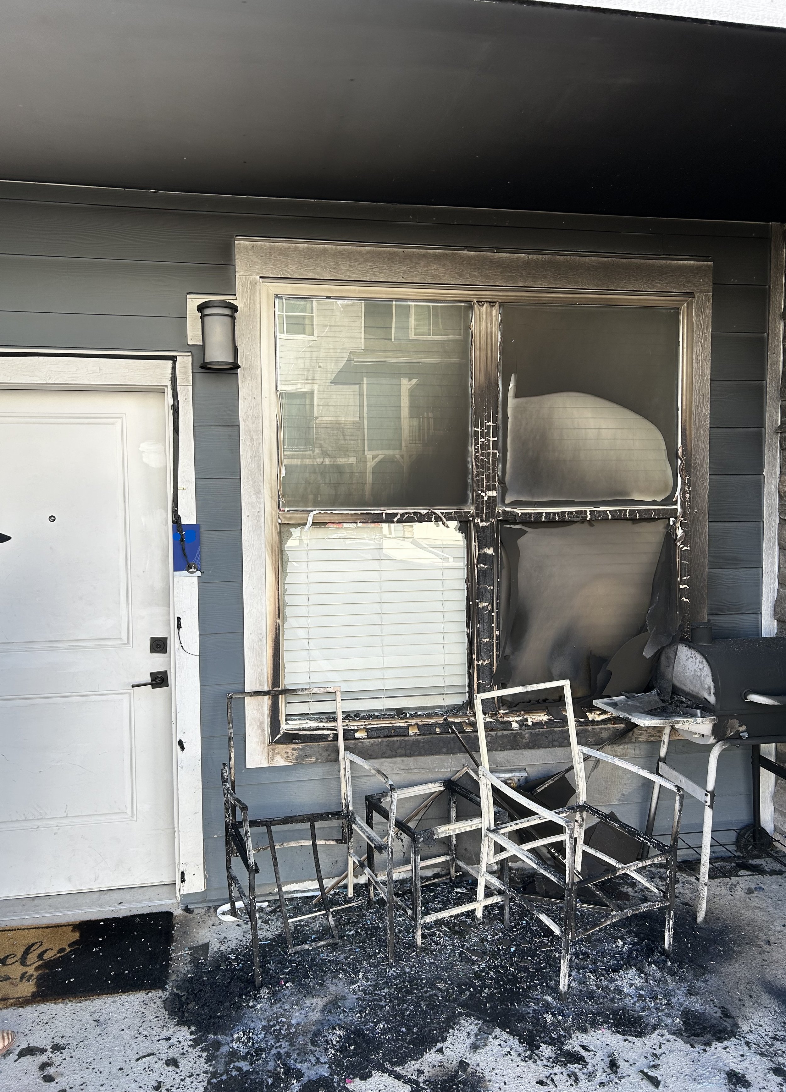 Team responded to a fire incident. Immediately began exterior repair and the window replacement.