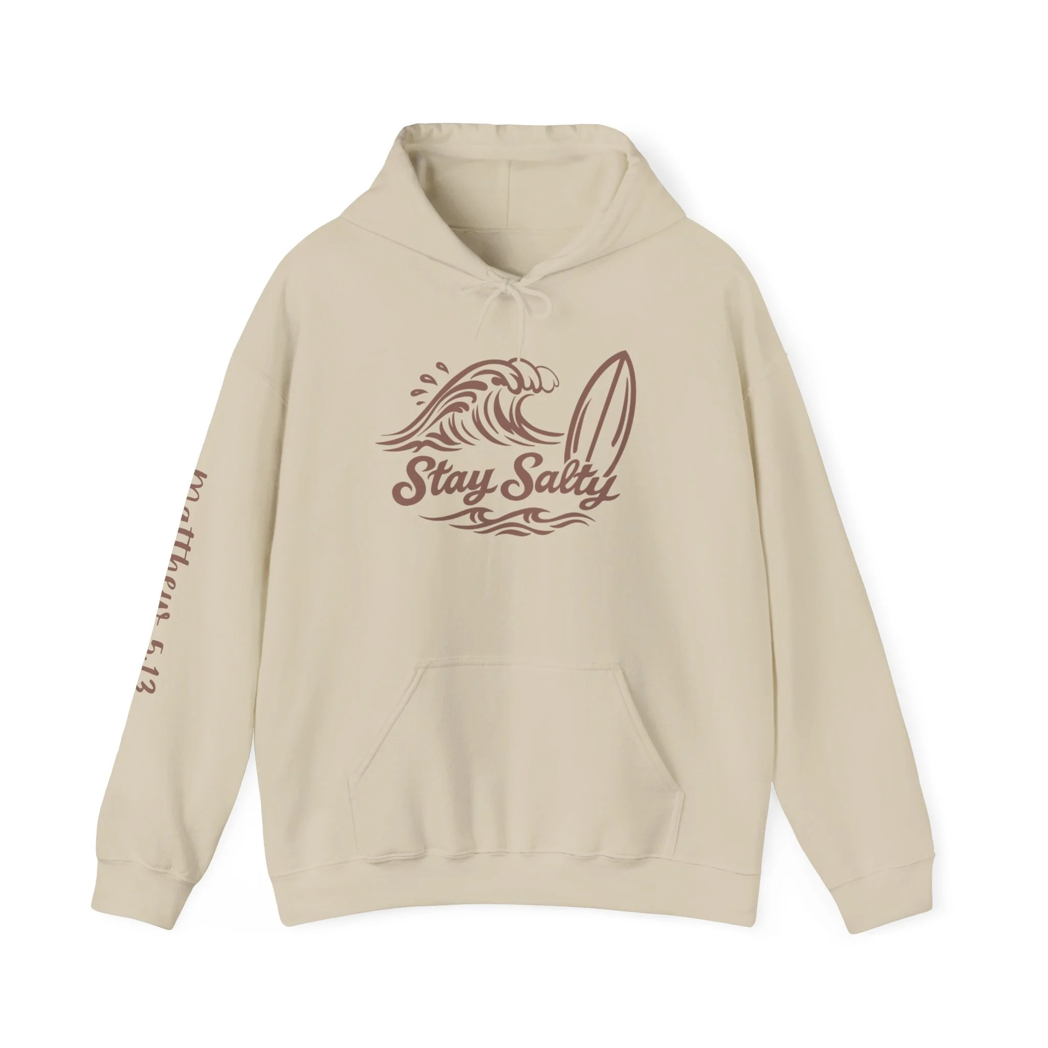Stay Salty Surf Hoodie — 'Stay Salty' Sweatshirt (Matthew 5:13 Sleeve)