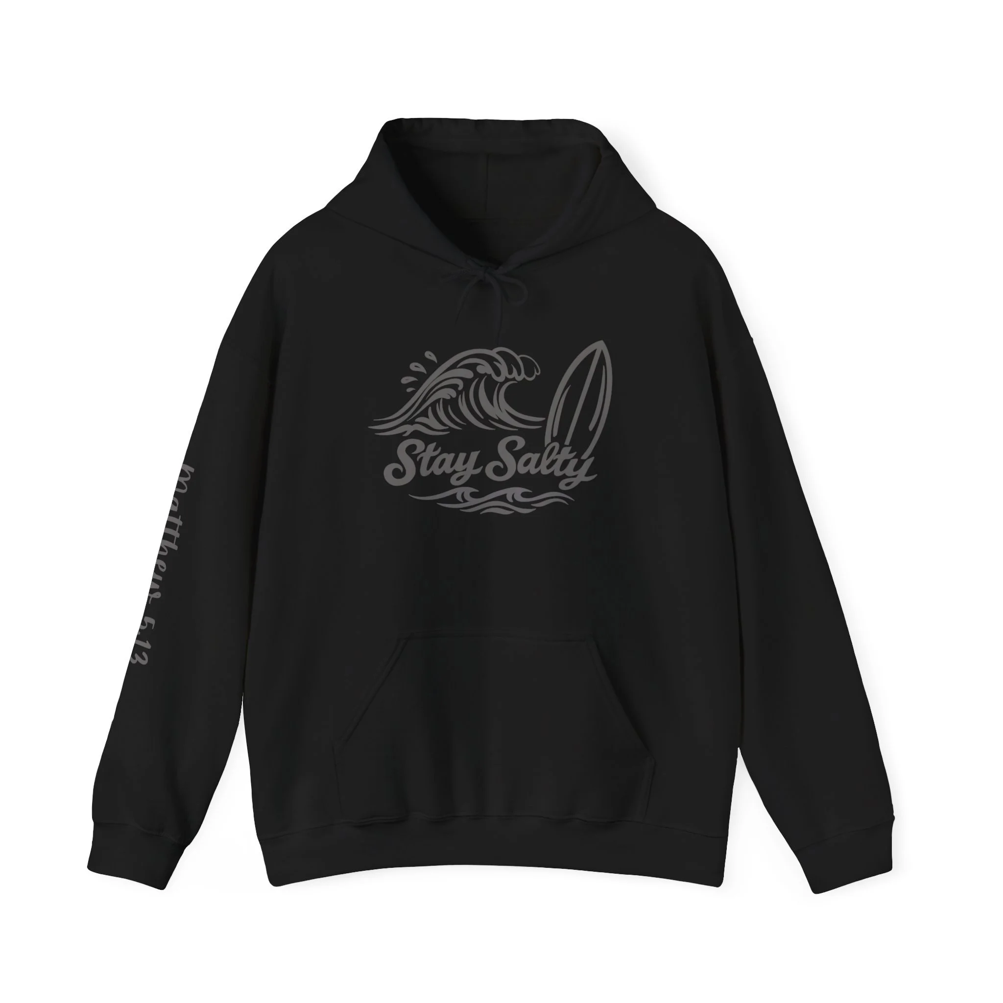 Stay Salty Surf Hoodie — 'Stay Salty' Sweatshirt (Matthew 5:13 Sleeve)
