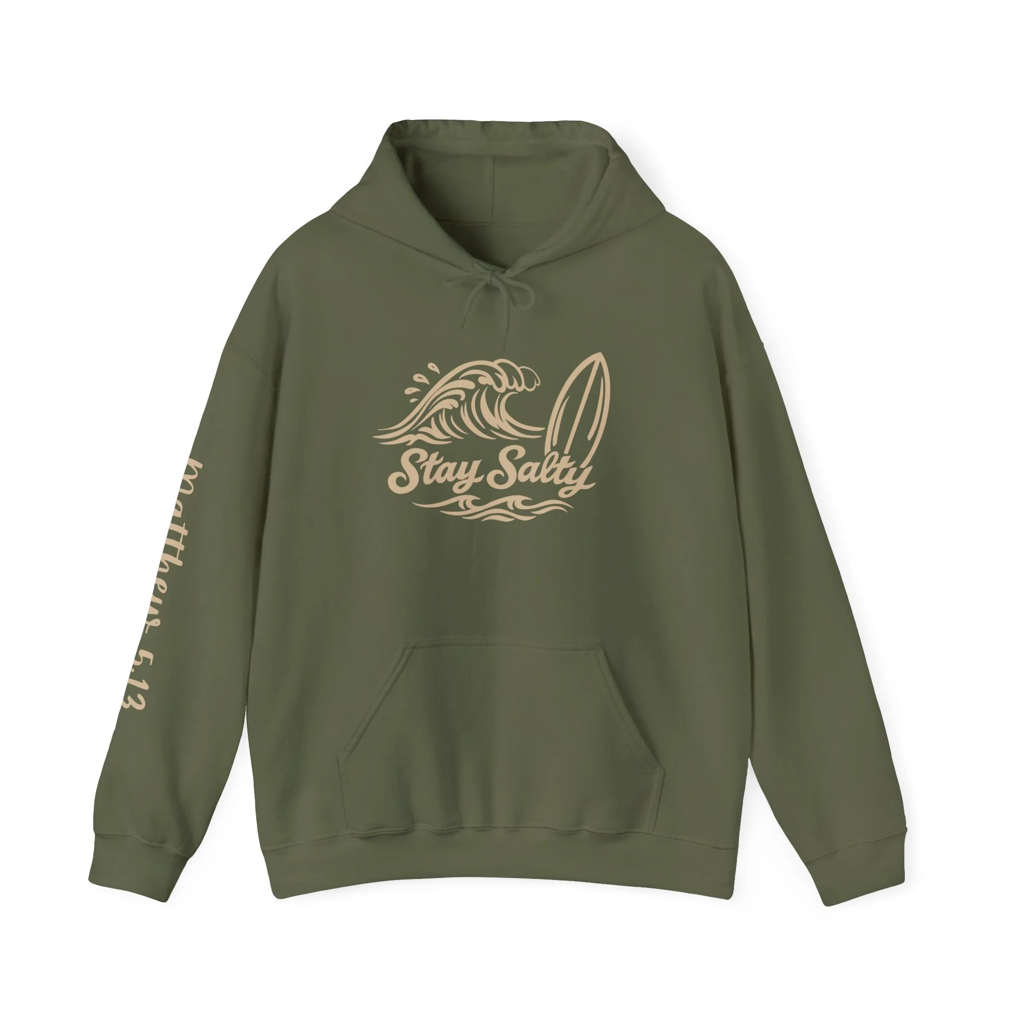 Stay Salty Surf Hoodie — 'Stay Salty' Sweatshirt (Matthew 5:13 Sleeve)