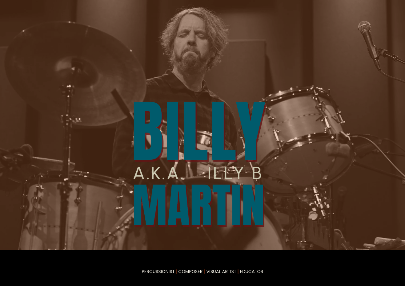 Homepage redesign for musician, composer, educator and artist, Billy Martin