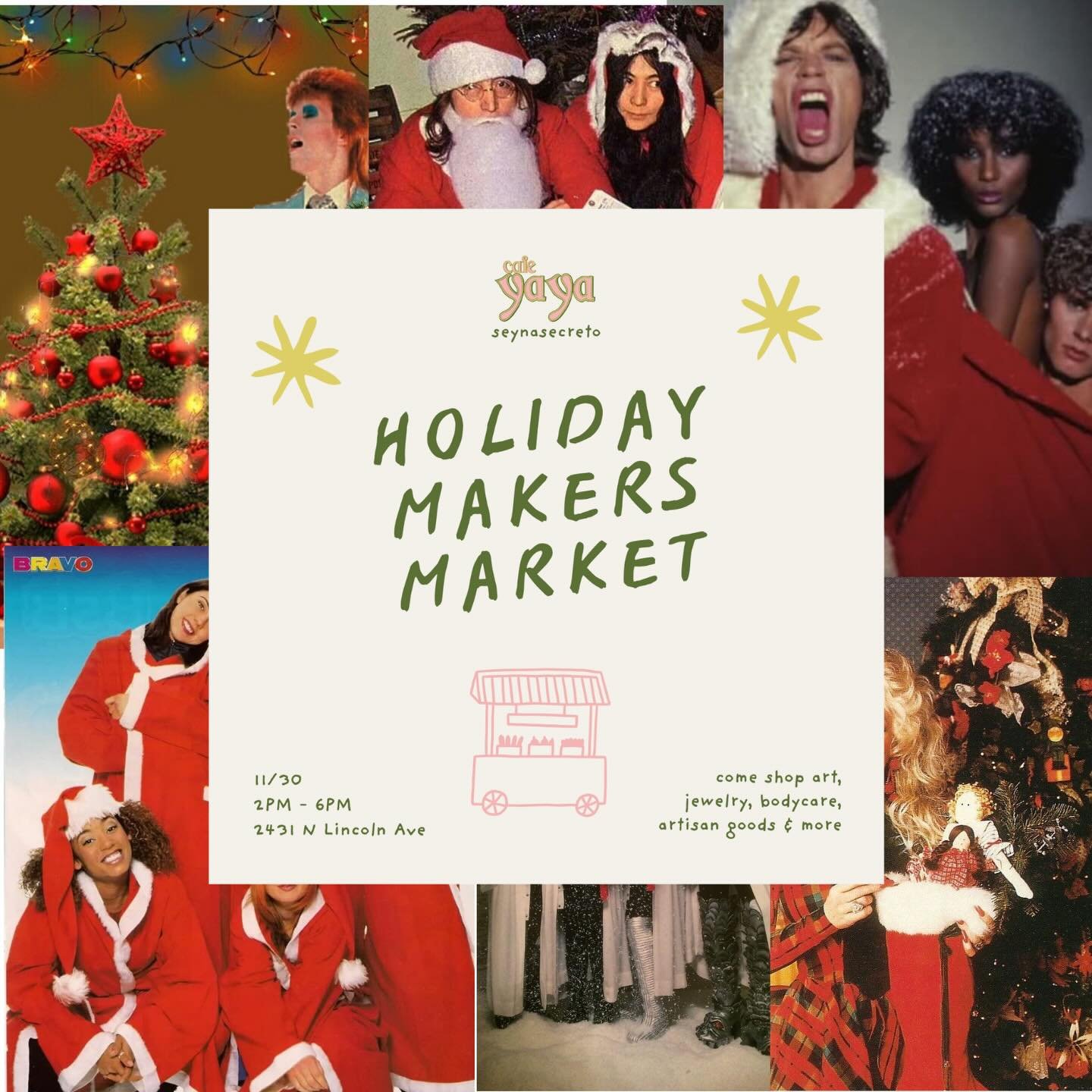 Happy holla - holiday!! ❤️🎄 
Time to deck the halls! 

New stickers just in time for Holiday Markers Market at @cafeyaya_chi tomorrow 2-6pm. 

See you there!