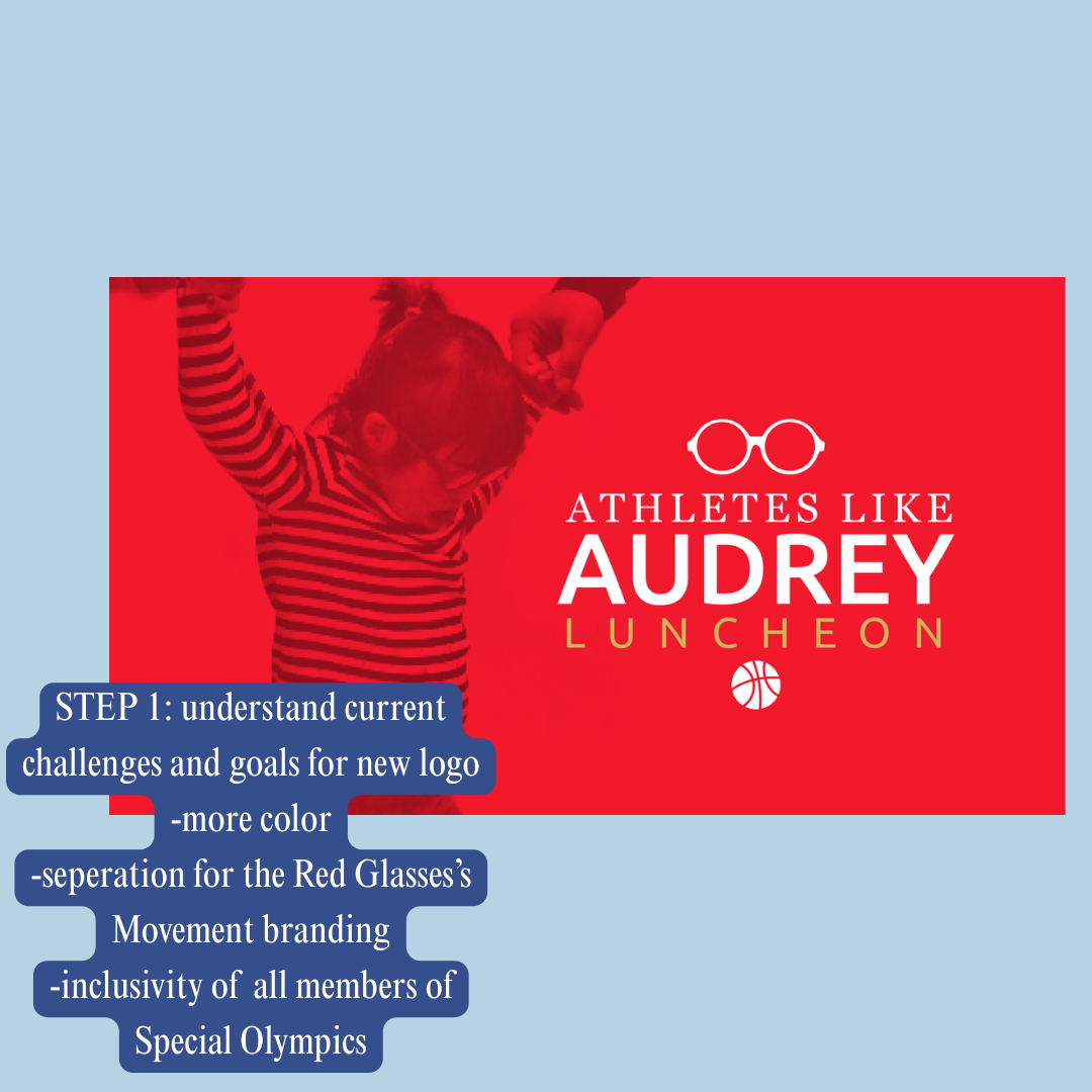 A promotional graphic for the Athletes Like Audrey Luncheon featuring a young girl in a red and white striped shirt and glasses, with a red background and white text, including a basketball icon.