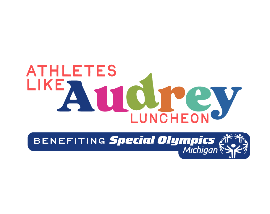 Text-based graphic promoting the Athletes Like Audrey Luncheon benefiting Special Olympics Michigan.