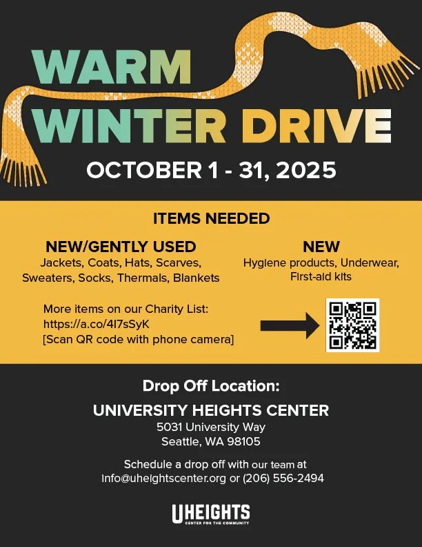 Warm Winter Drive is just around the corner! 😛Throughout October, donate your gently used coats, scarves, and cold-weather essentials to give them a second life. We'll distribute these items to our neighbors in need this winter.

Don't have any item
