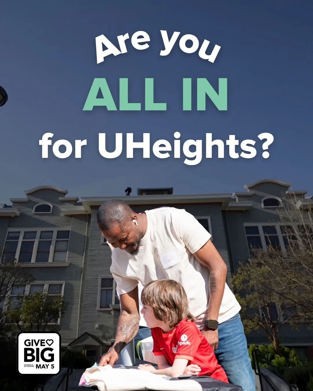 Early giving is open, and we'd love for you to be among the first. 🙌

You can give to UHeights as part of our All In for UHeights spring campaign. Every gift helps us continue to be a place where our community learns, creates, and shows up for one a