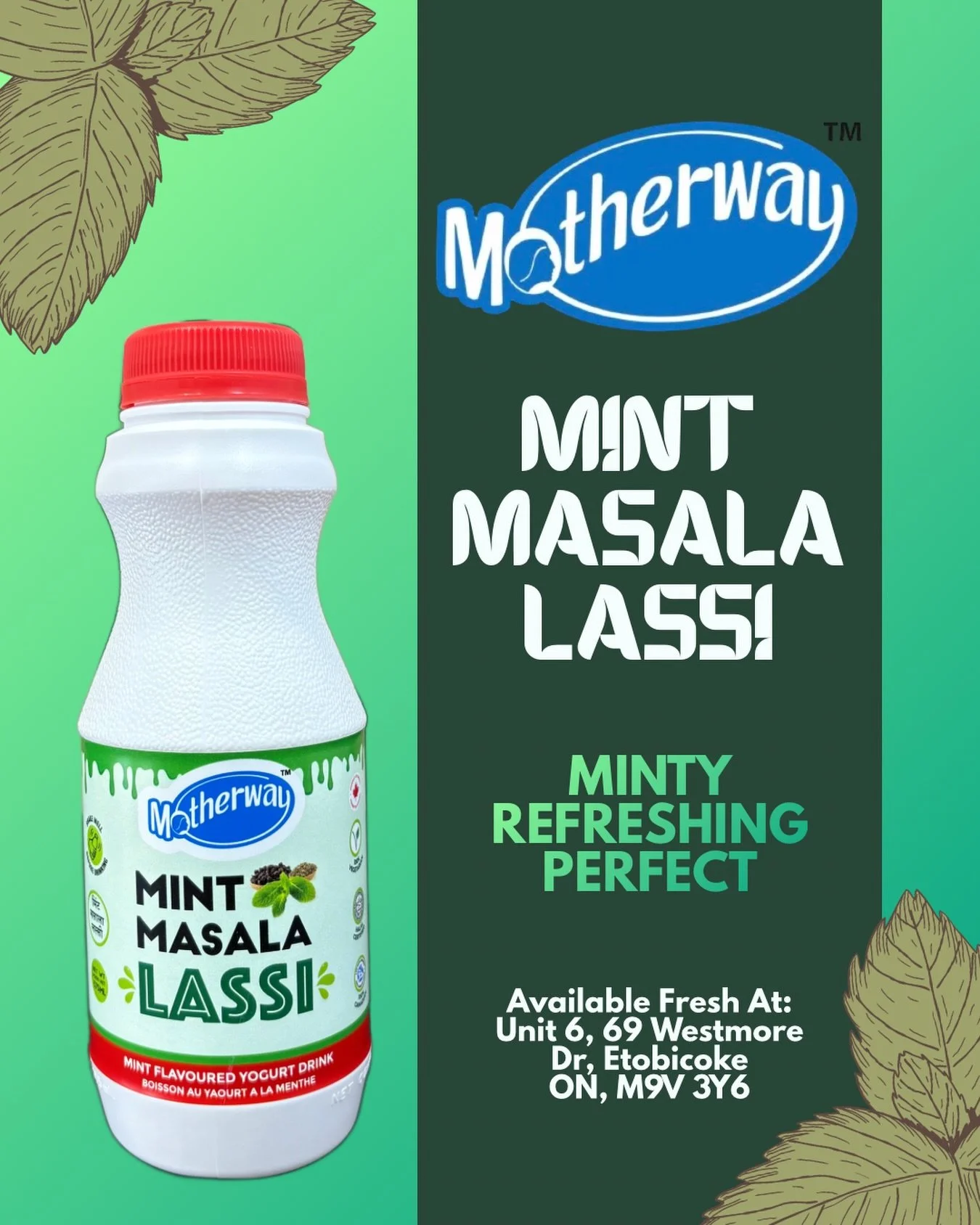 Fresh MINT MASALA LASSI is available at the Motherway Factory Outlet! Stop by for great deals on many refreshing drinks, snacks and much more!
📍 69 Westmore Drive, Etobicoke ON

#summer #motherwayfactoryoutlet #lassi #mint #toronto