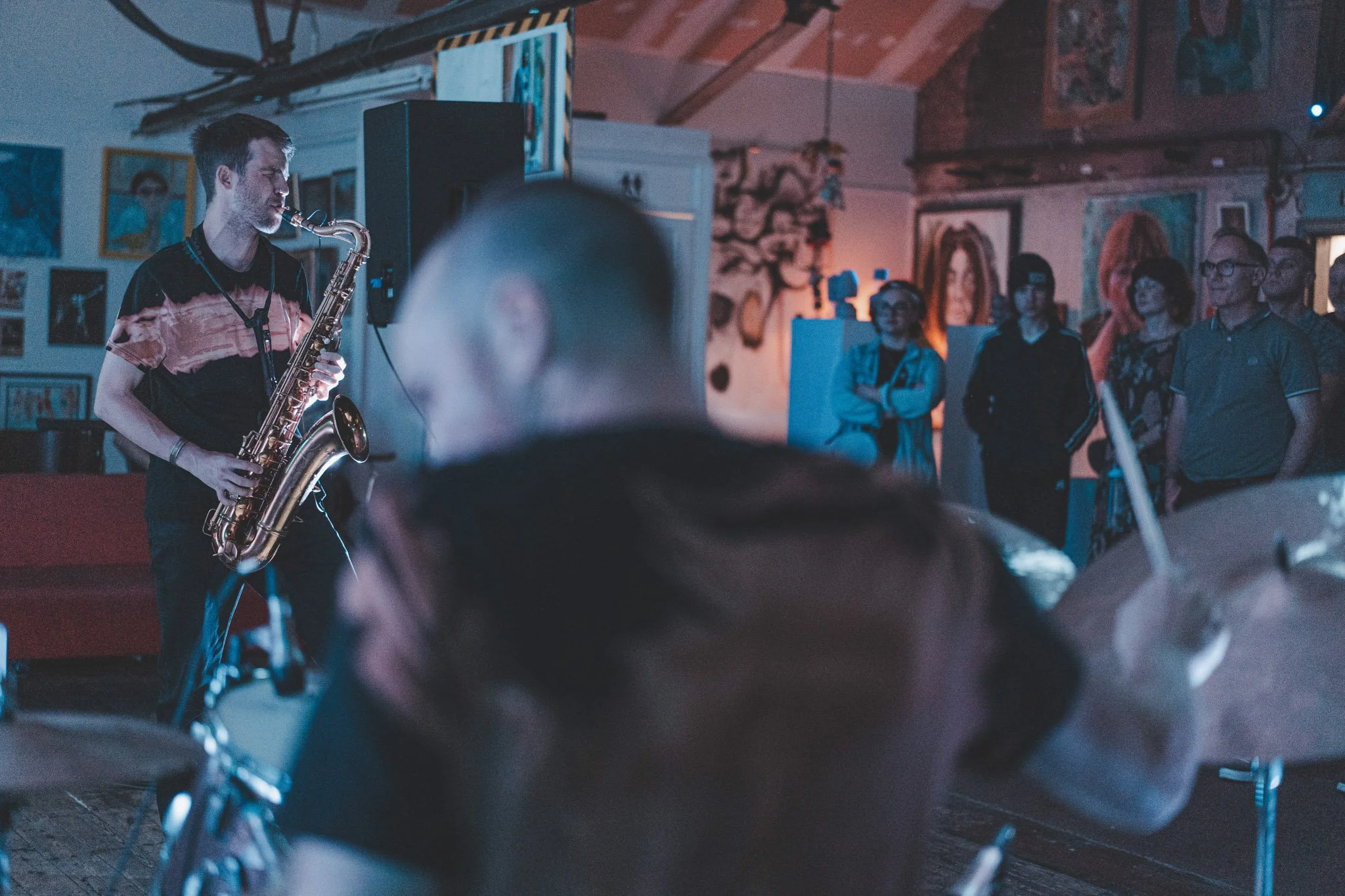 The audience listening to Run Logan Run while live on stage at LTB Showrooms, Coventry