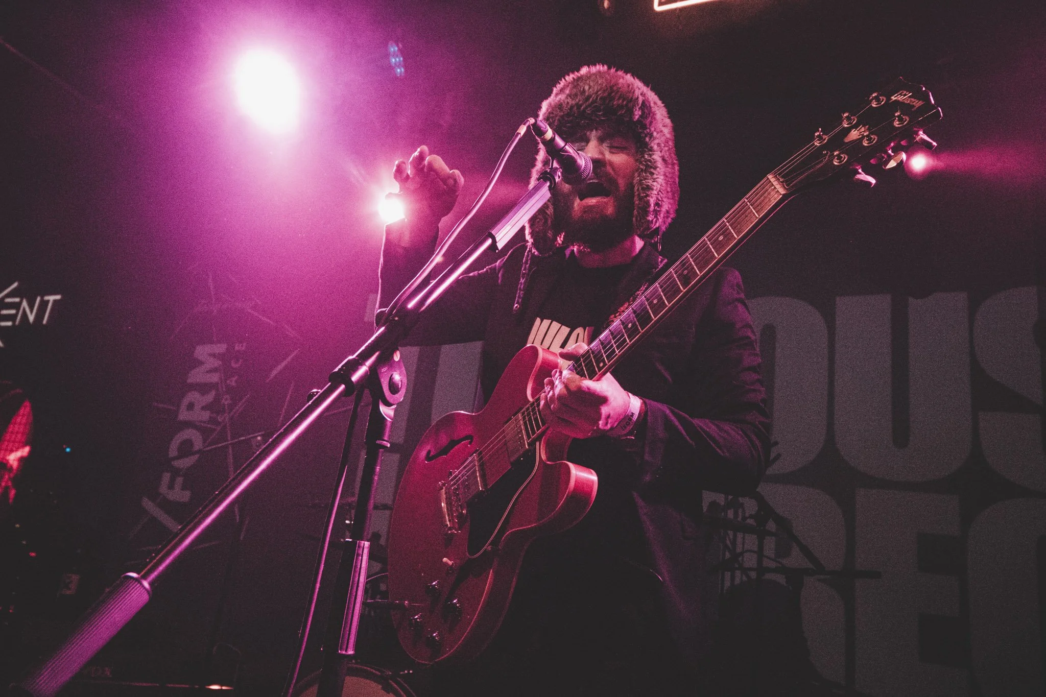 Lead singer of Toulouse Lautrec Band live on stage at Form Space, Cluj-Napoca Romania