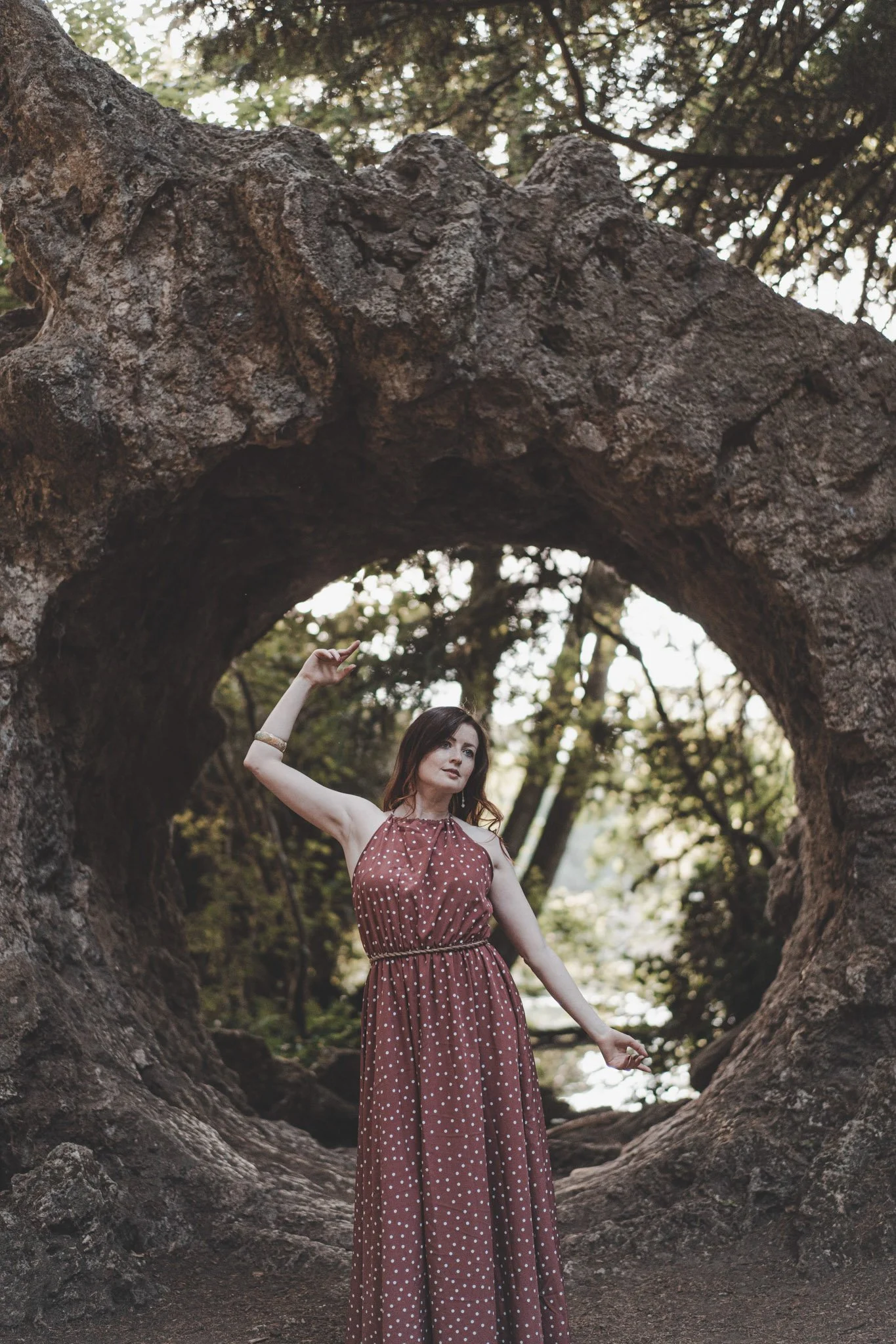 Woman wearing a dress in a forest in Derby