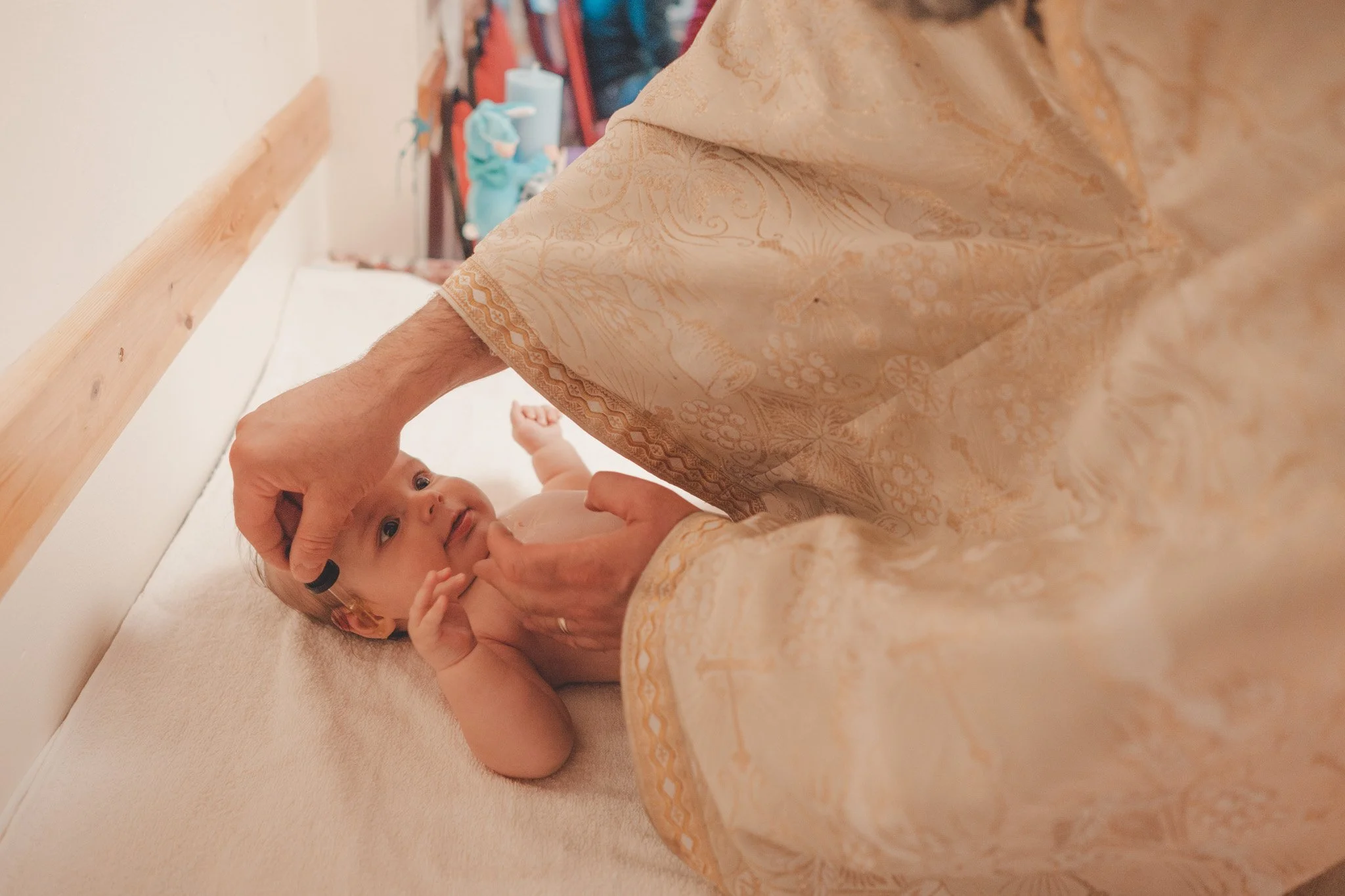 Christening ceremony of a little boy in Coventry, West Midlands