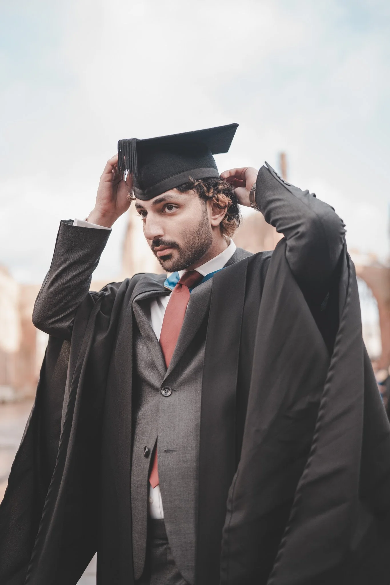 Portrait of a boy during his graduation day in Coventry, West Midlands