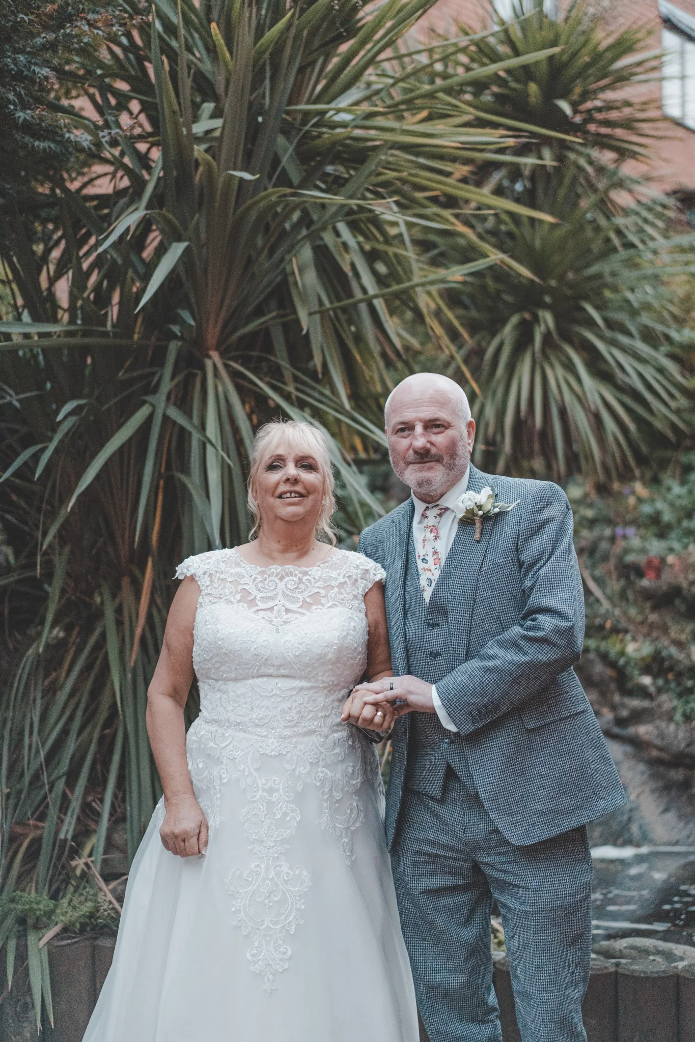Bride and groom photographed on their wedding day