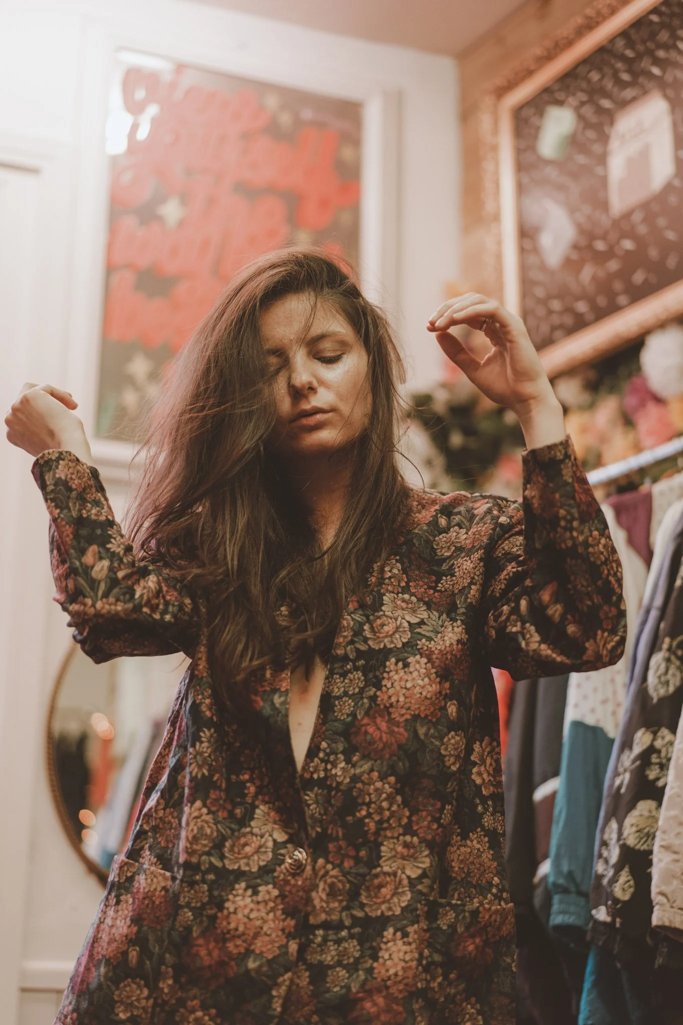 Girl posing for the camera at Milk Vintage store in Coventry