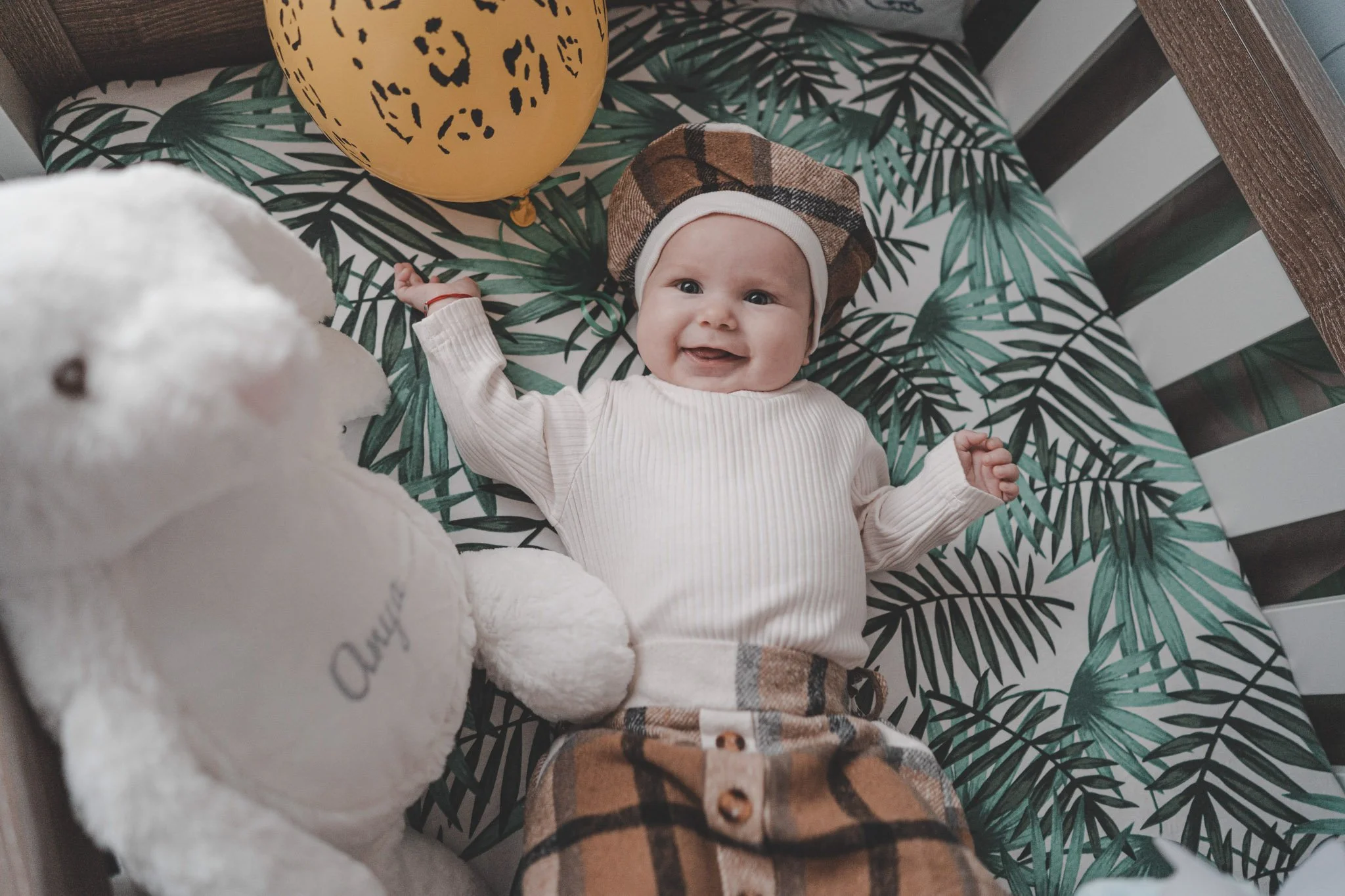 Portrait of a baby girl laughing