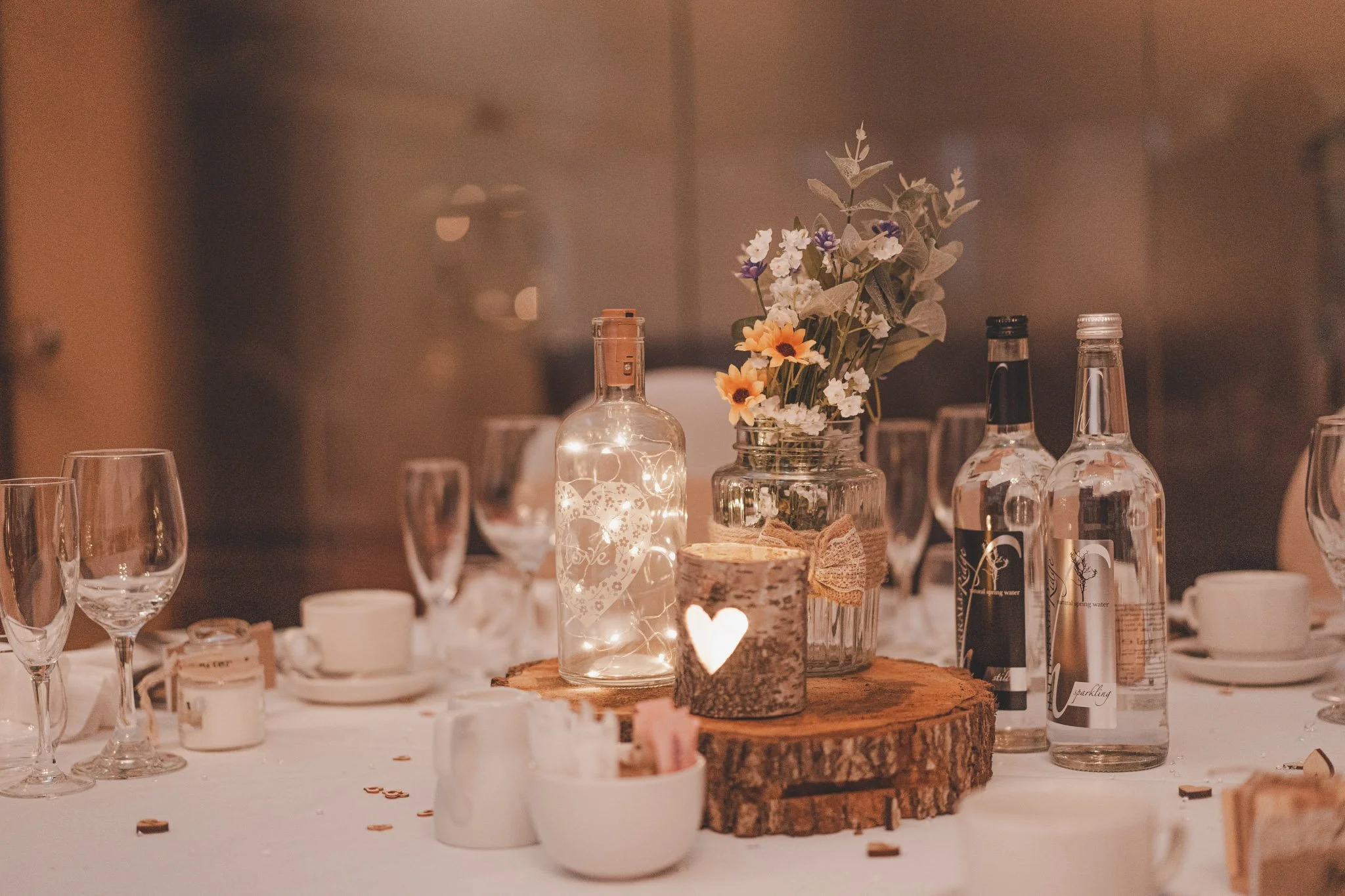 Detail of wedding table decorations