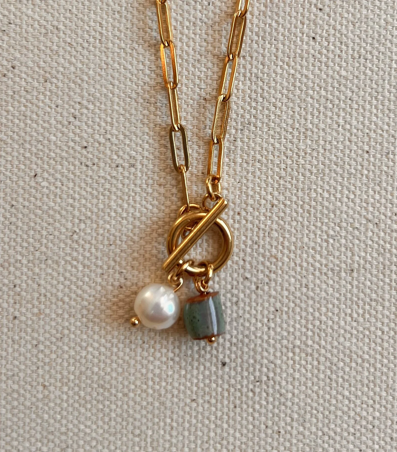 Mini Green Toggle Charm Necklace