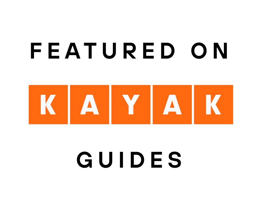 Logo for Kayak Guides, featuring the words 'Featured on Kayak Guides' with 'Kayak' highlighted in orange blocks.