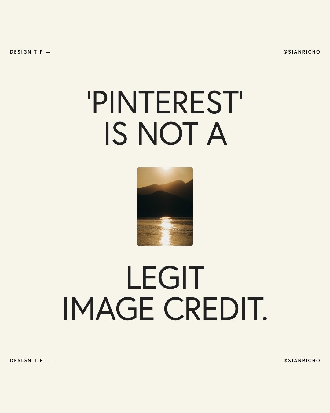 🙋&zwj;♀️ Designers, creatives, people of the internet, I'm calling you out. Crediting images or inspiration to 'Pinterest' is not it. (And yes, I've made mistakes here before too, but we can all do better).⠀⠀⠀⠀⠀⠀⠀⠀⁠⁠

WHY IT'S NOT COOL TO USE &lsquo
