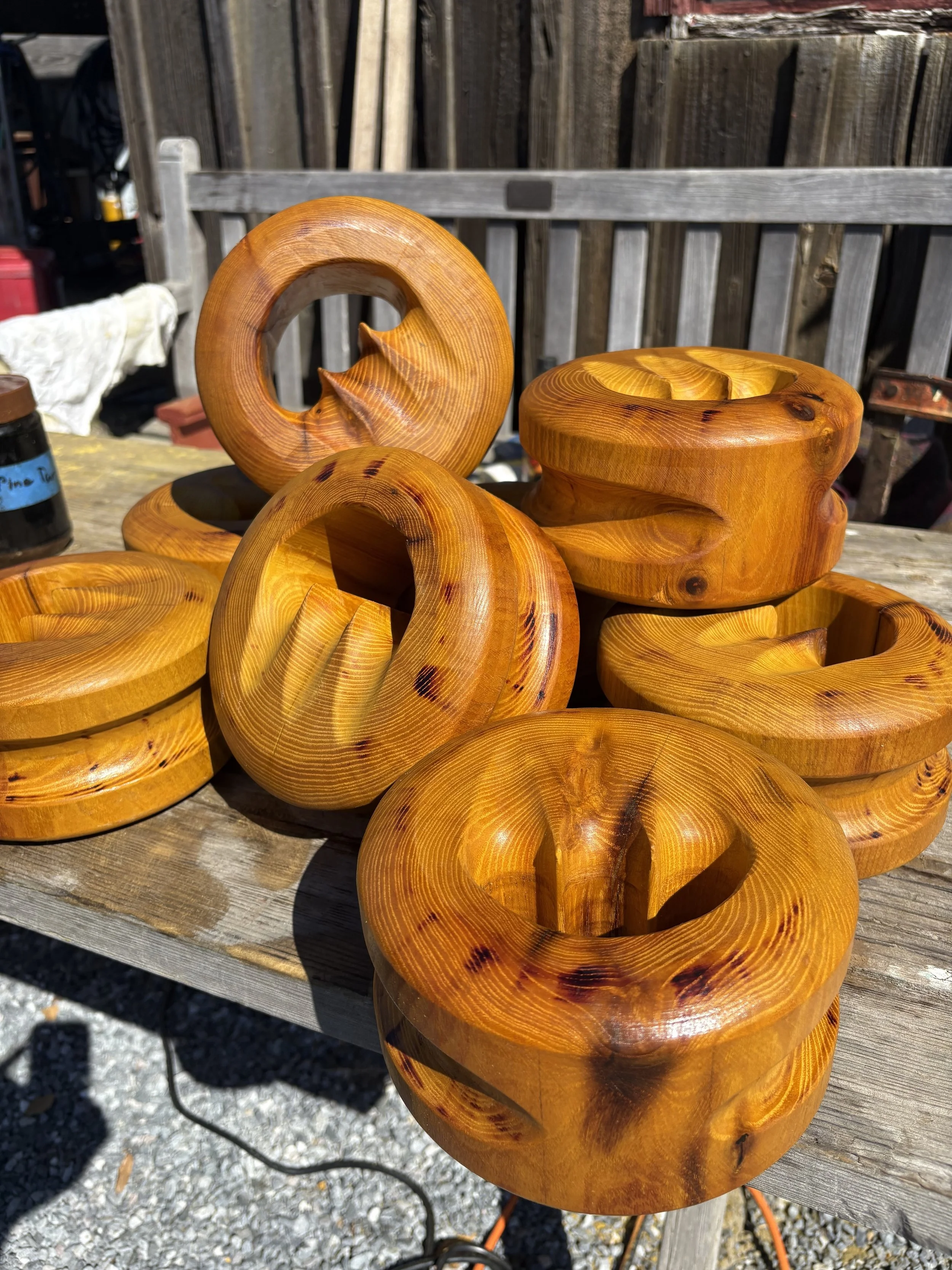 5x7 Osage Orange hearts made for USS Constellation rig restoration 2026