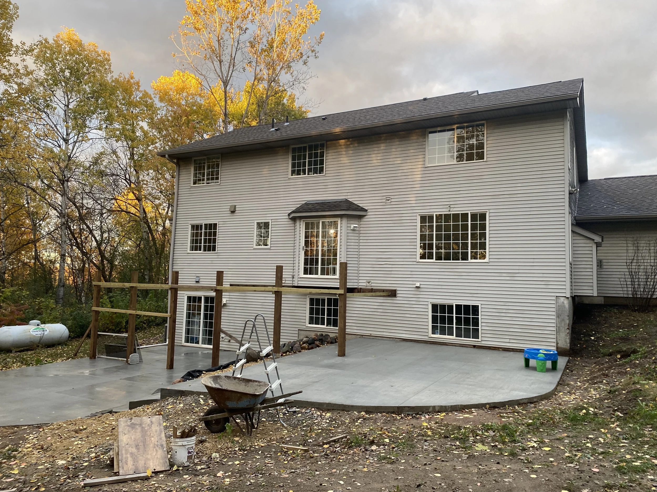 During the process of a house wash, new construction.