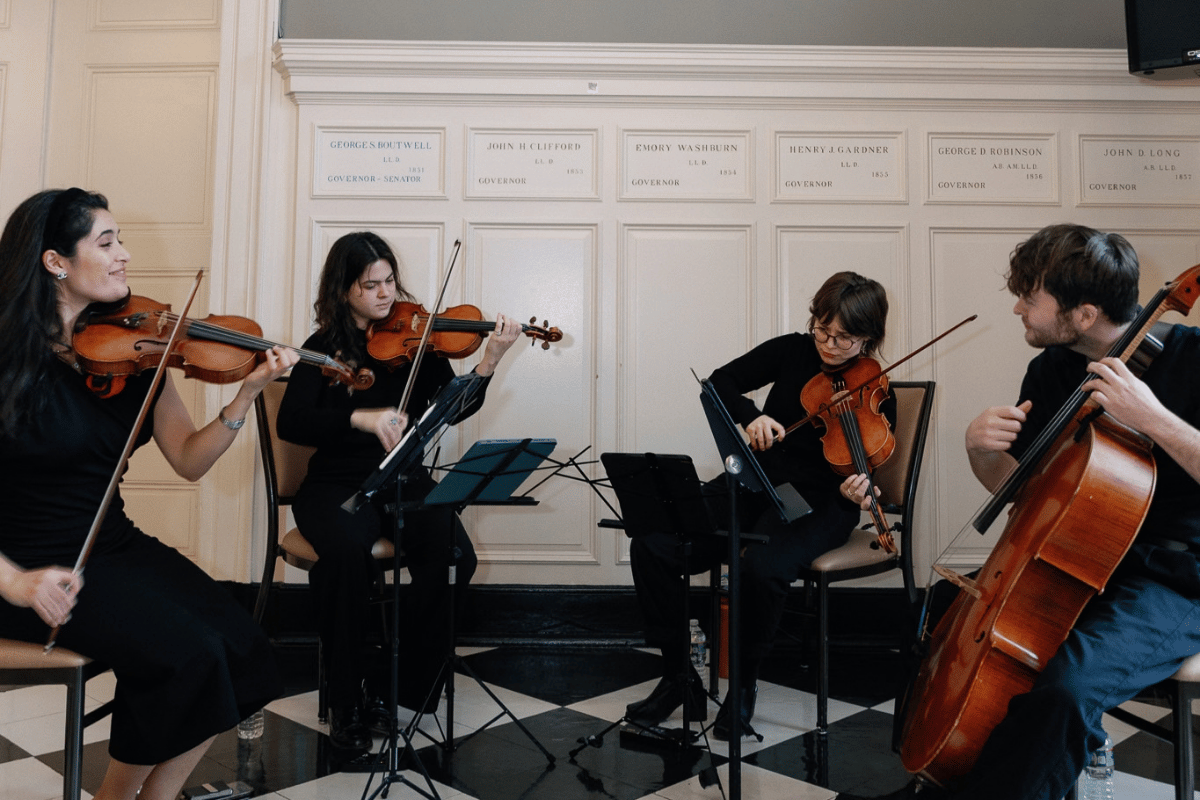 String quartet performing at a New England wedding