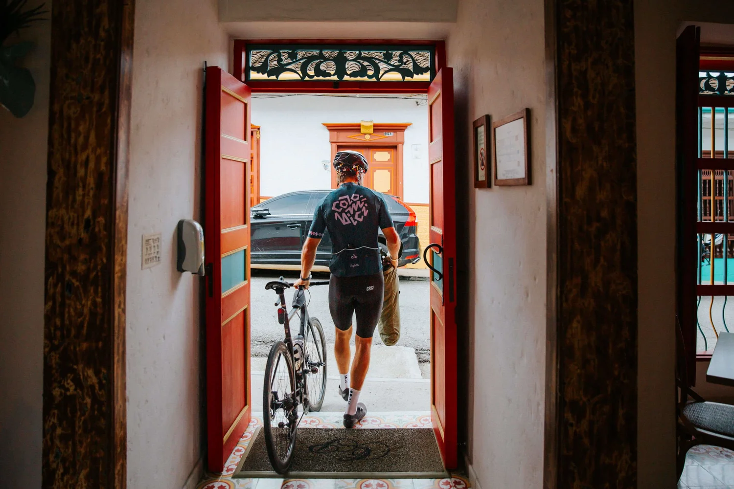 A rider heading out for the day’s stage
