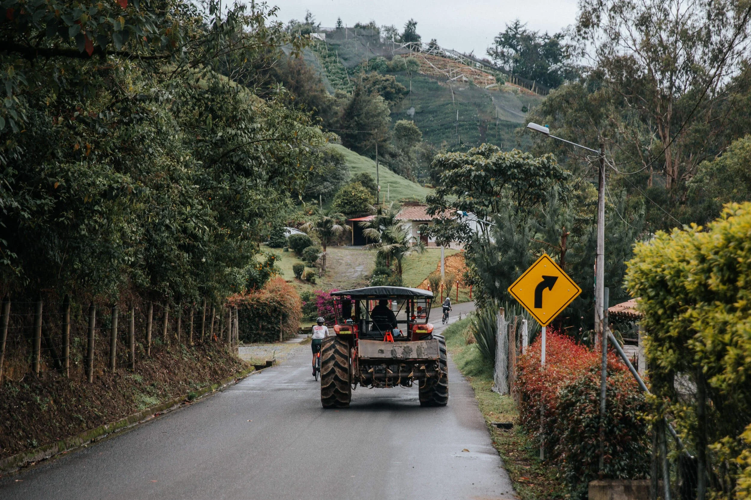 Cyclists on a rural road in Eastern Antioquia