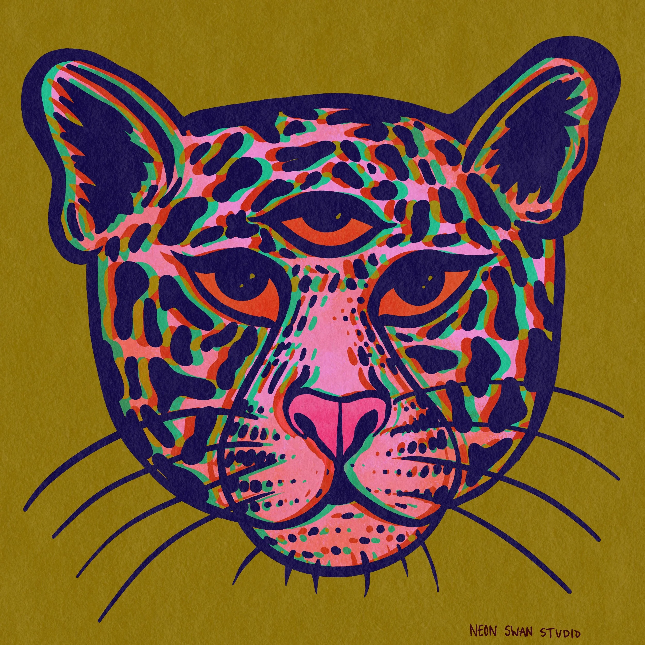 Chartreuse Jaguar Priestess Giclée Print