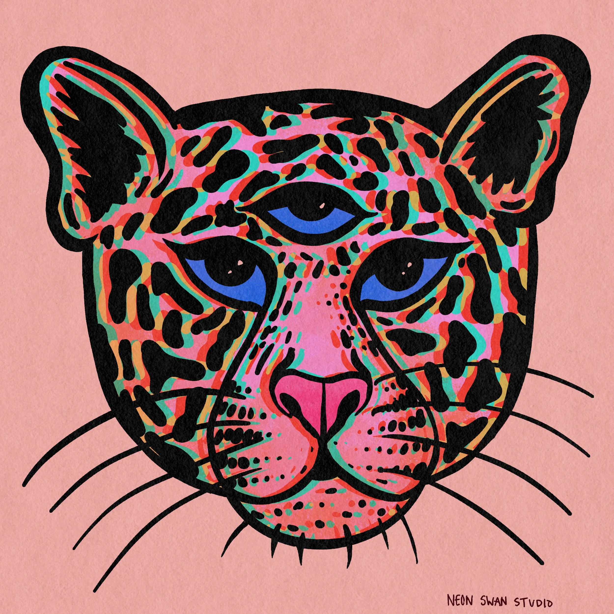 Blush Pink Jaguar Priestess Giclée Print