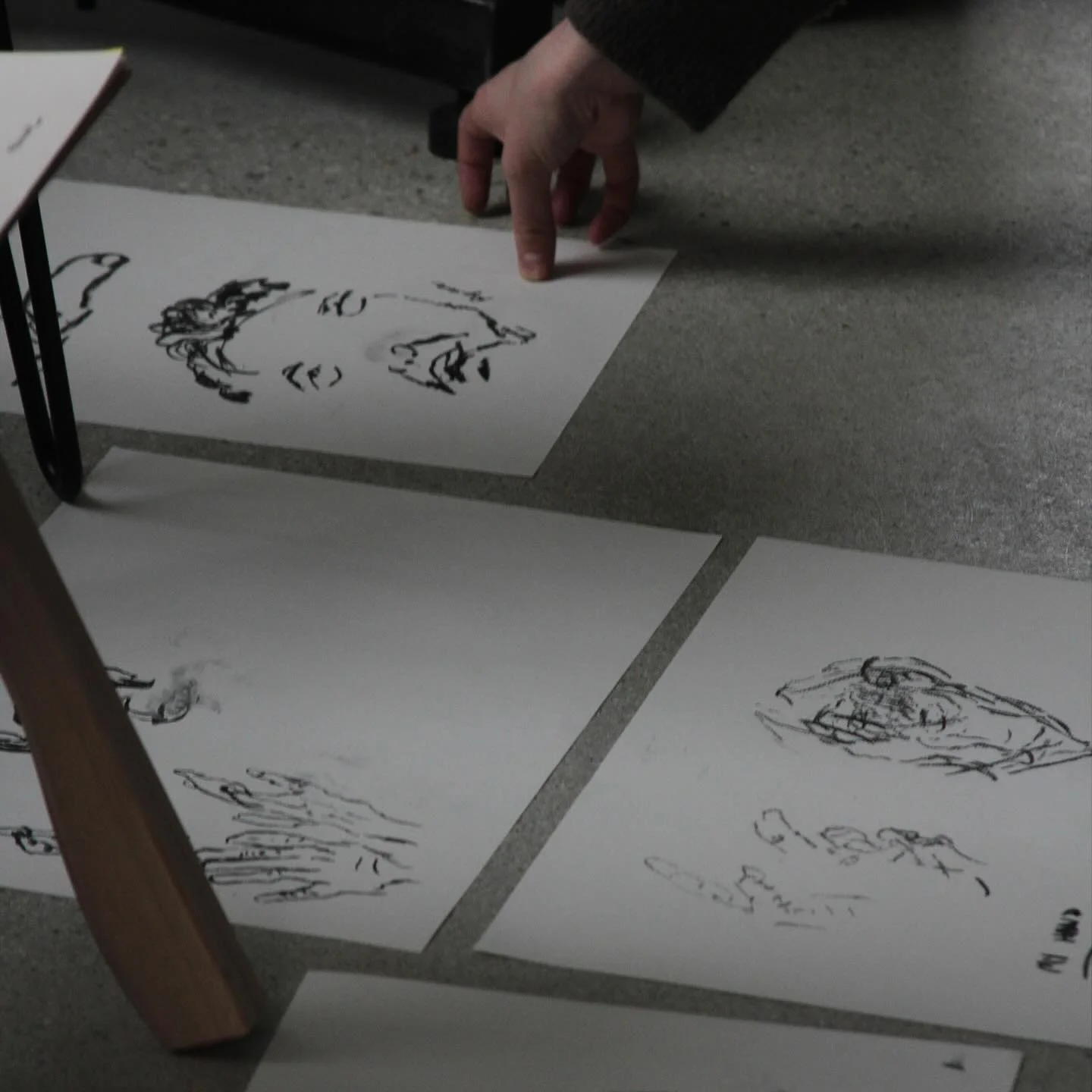 Drawing without looking at the paper. Trusting our hands to translate what we observe. 

&ldquo;The hand is not a faithful and passive executor of the brain&rsquo;s intentions, but rather it has its own intentionality, knowledge, and abilities.&rdquo
