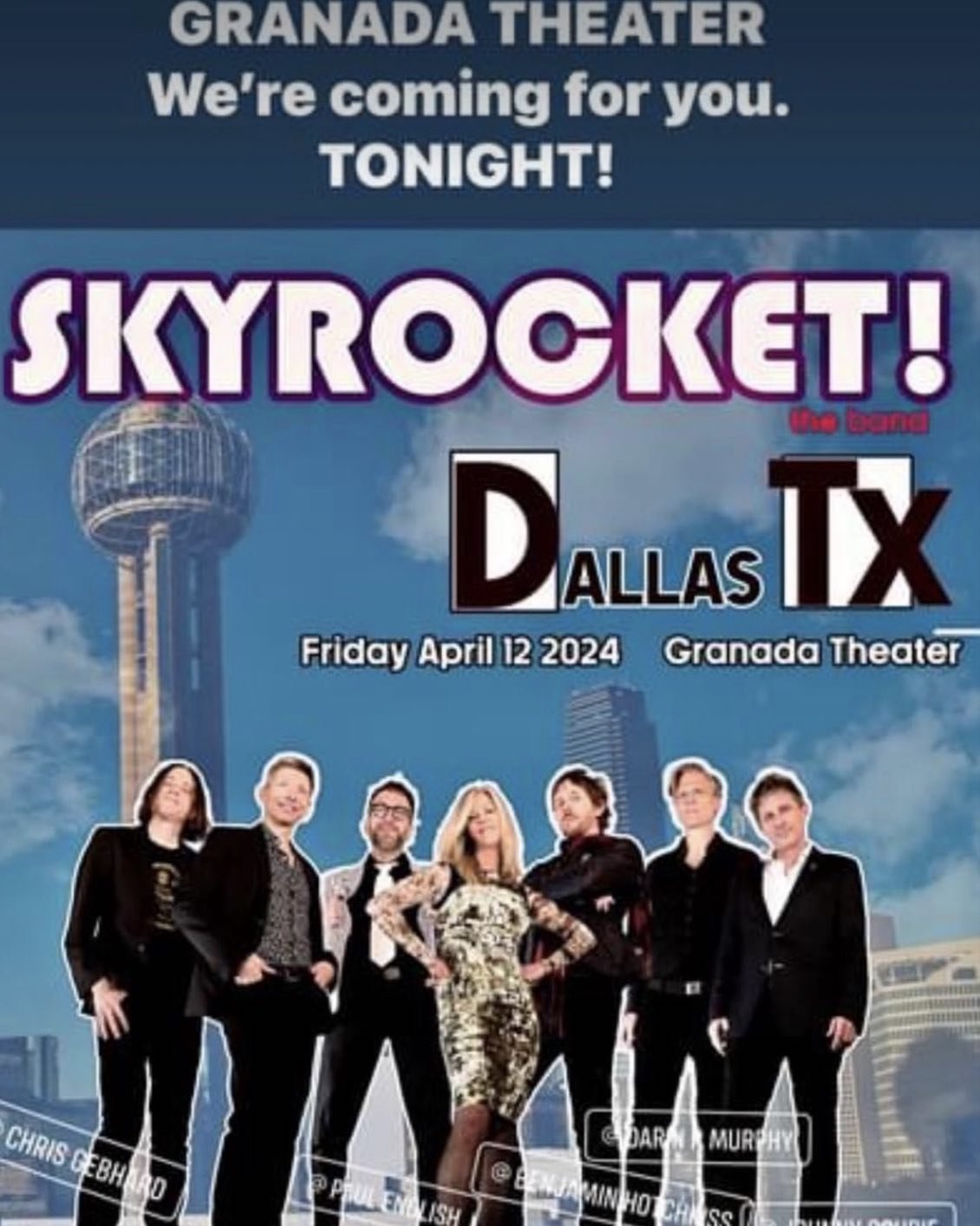 Dallas, it&rsquo;s time for blastoff! Skyrocket at the Granada theater tonight, we start at 8 PM &ndash; &ndash;