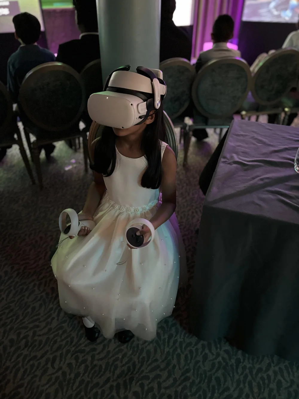 Gaming setup with colourful event lighting