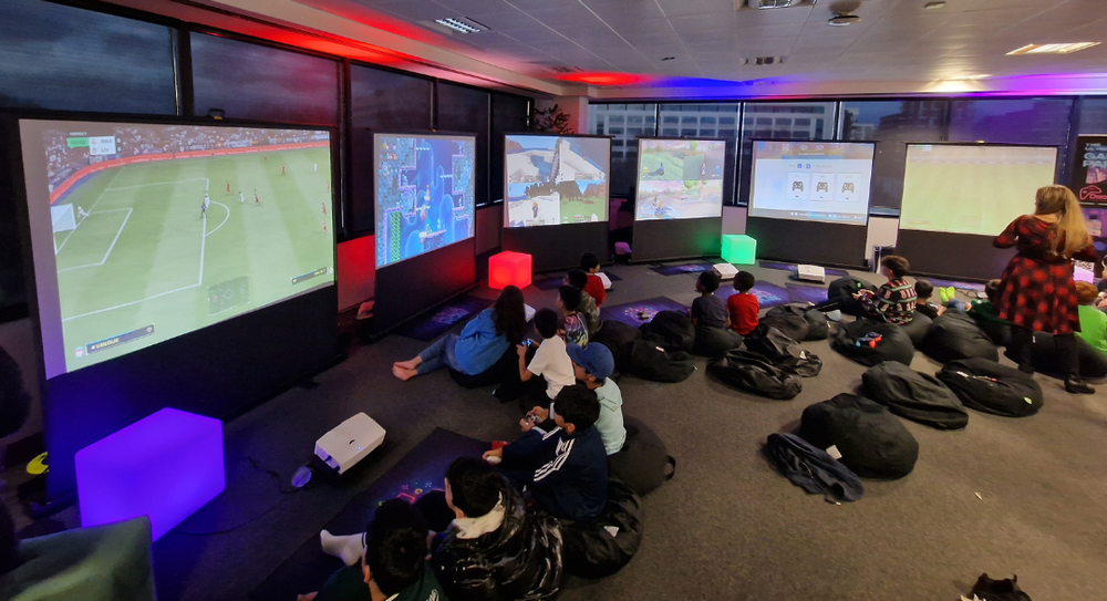 Pupils playing games together