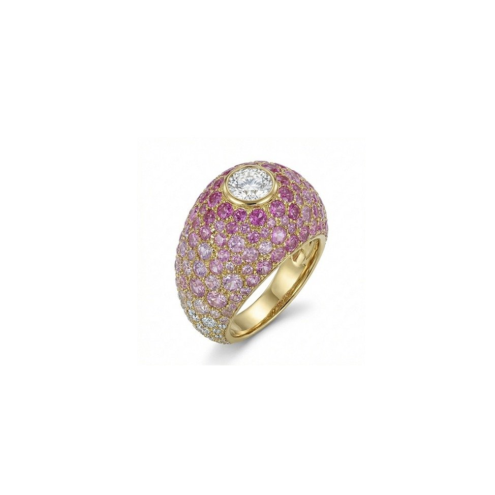 BAGUE SOLEIL SAPHIRS ROSES