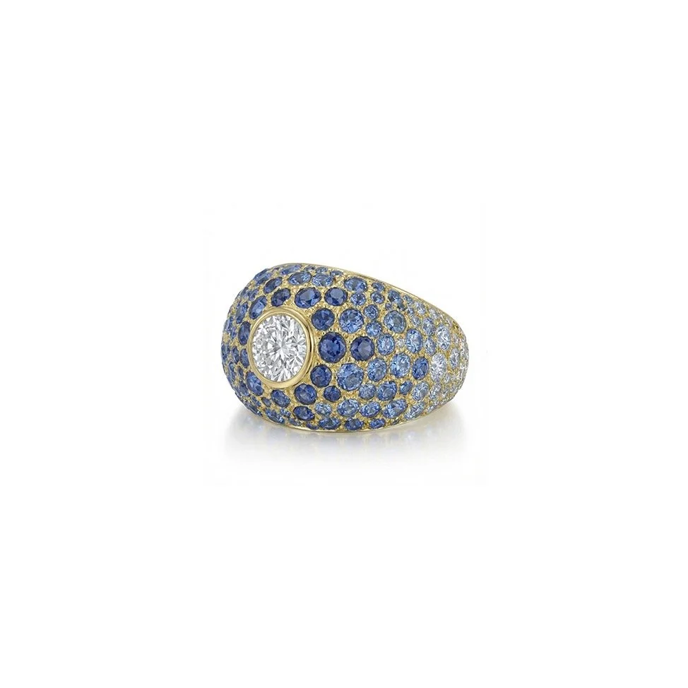 BAGUE SOLEIL SAPHIRS BLEUS
