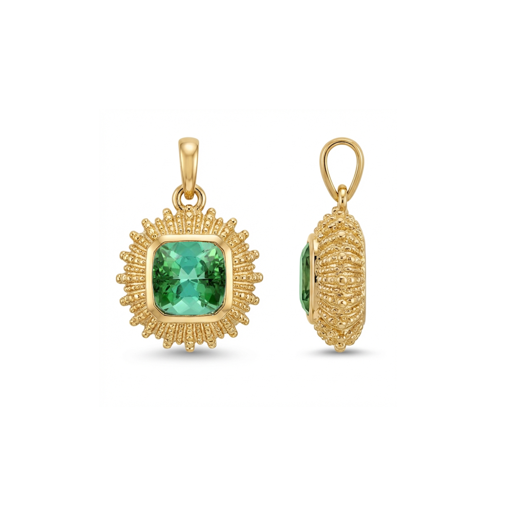 PENDENTIF OURSIN TOURMALINE VERTE
