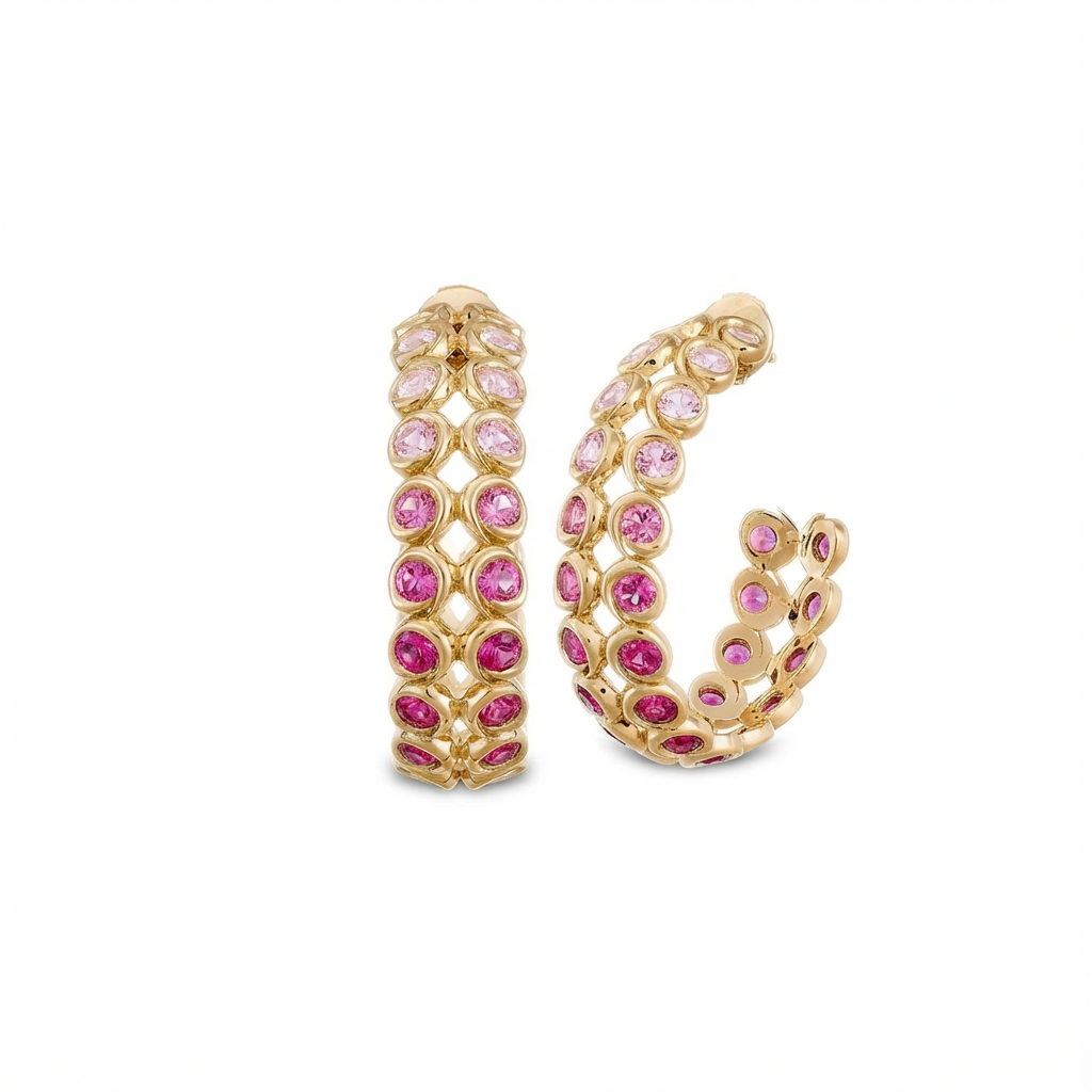 CRÉOLES TOURBILLON SAPHIRS ROSES