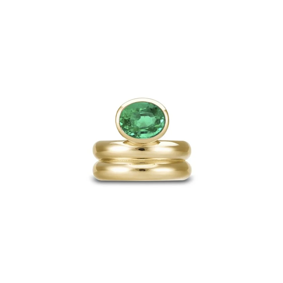BAGUE JUMELLE ÉMERAUDE GRAND MODÈLE