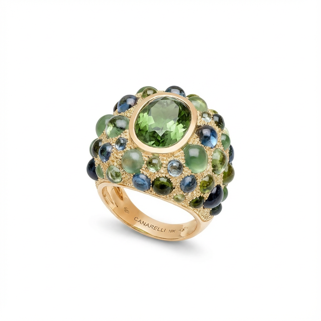 BAGUE PERLE DE PLUIE TOURMALINE VERTE