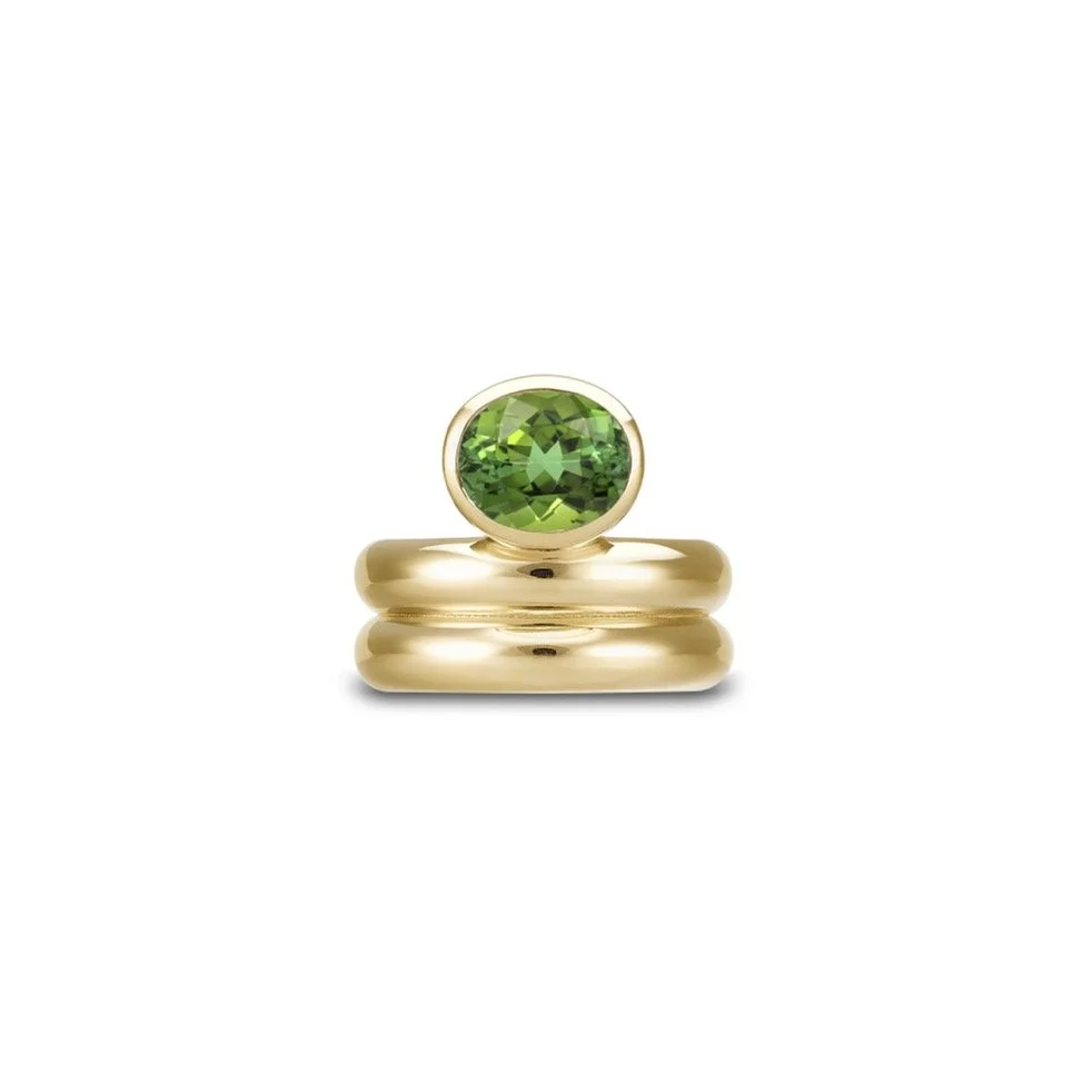 BAGUE JUMELLE TOURMALINE VERTE GRAND MODÈLE