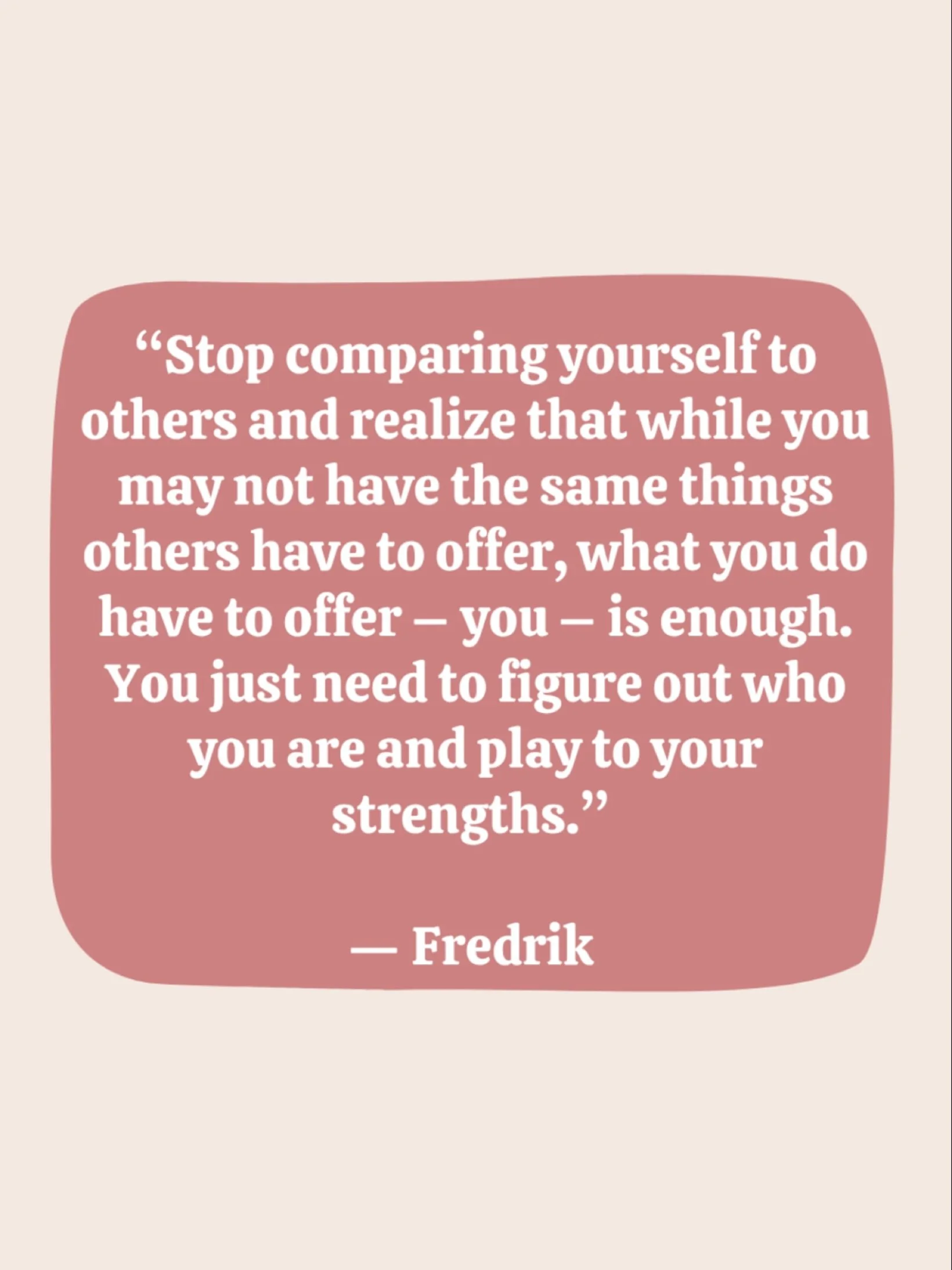 stop comparing 🤍 the things you bring to the table are unique and worthy. figure out who you are, embrace your strengthsand trust that they’re more than enough. you are a one-of-a-kind masterpiece, just waiting to be unleashed.
#beyourself #