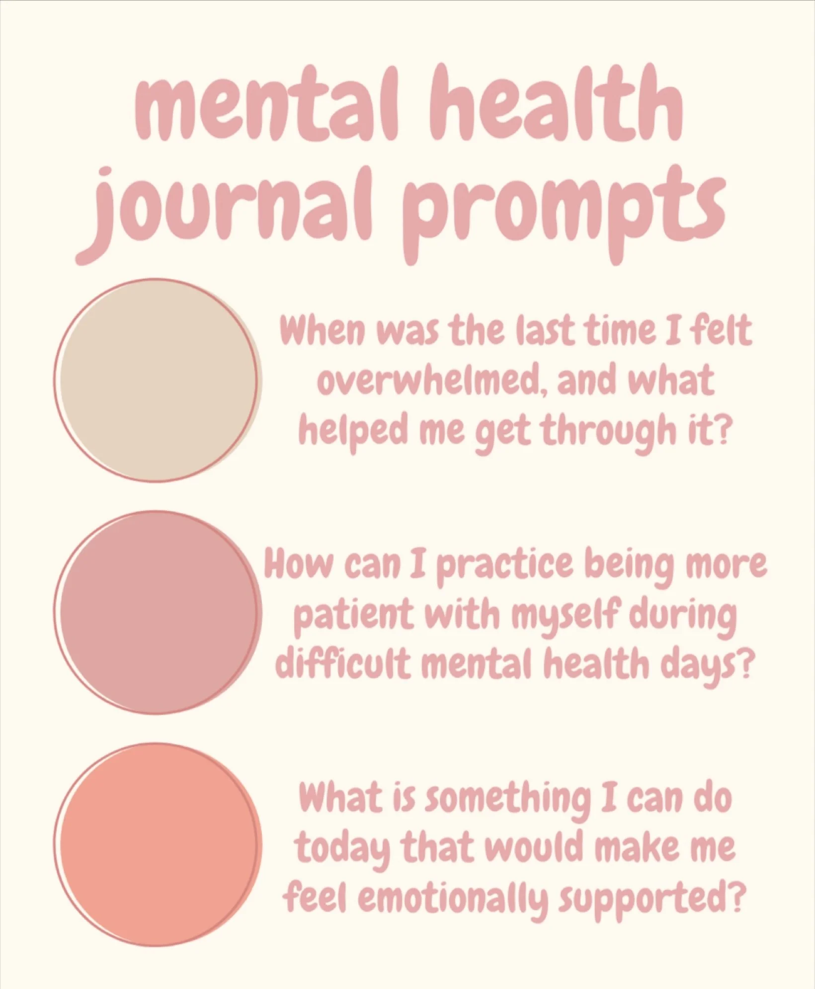 journaling is a great way to check in with your emotions and explore your thoughts. these prompts will help you reflect on your mental health 🌸

#mentalhealthmatters #journaling #selfcare #healingjourney #selfdiscovery