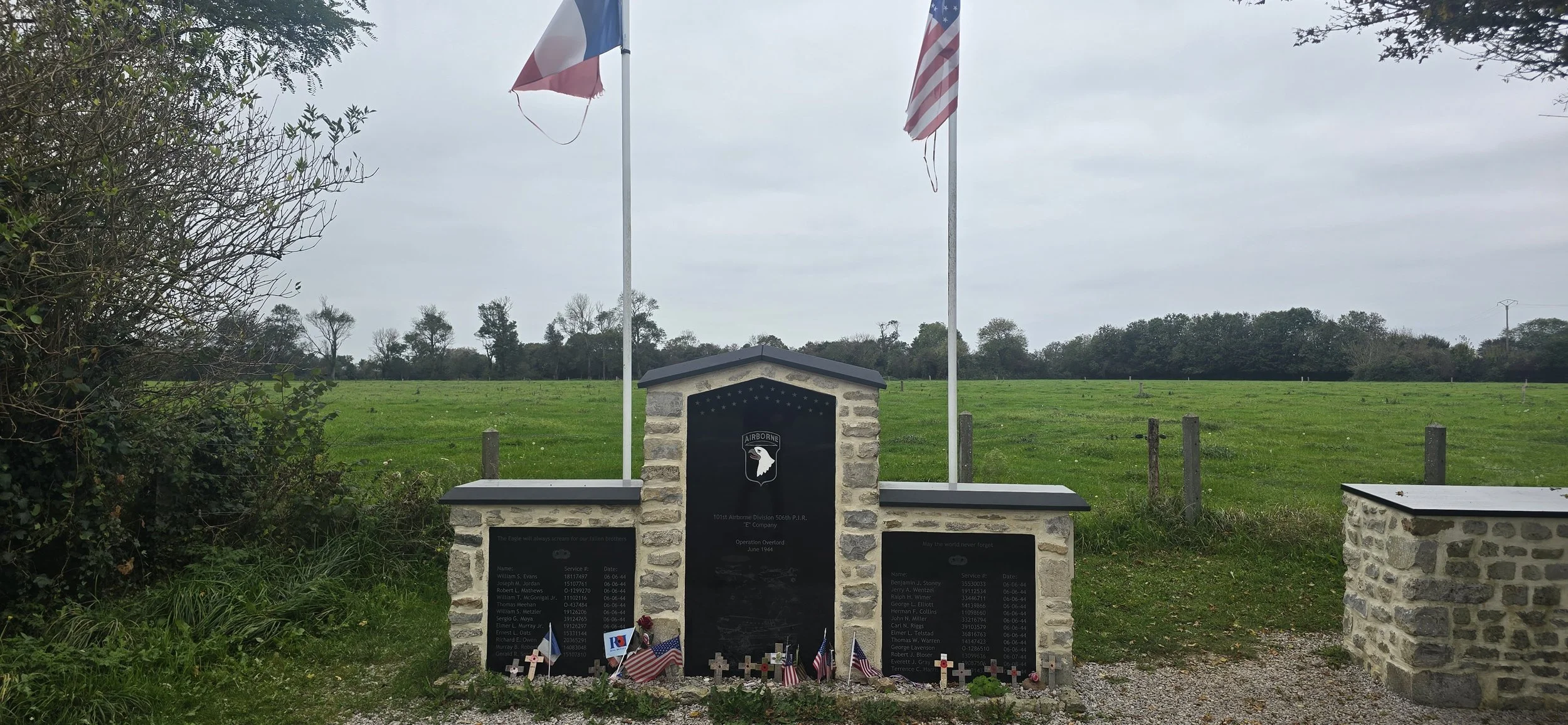 Easy Company’s best known action in Normandy. Attacking and neutralising four German Howitzers which were bombarding UTAH Beach. The German guns were placed behind and to the left of the hedgerow in the distance.
