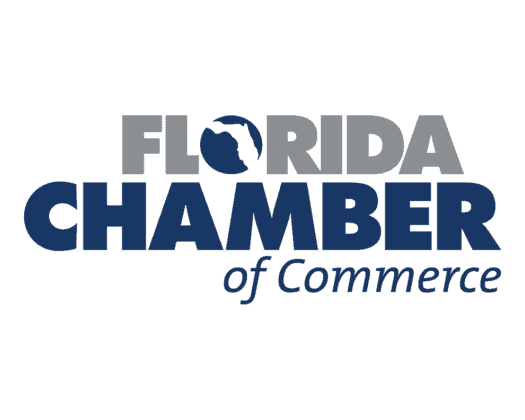 Florida Chamber of Commerce logo with a circular icon of Florida in the center.