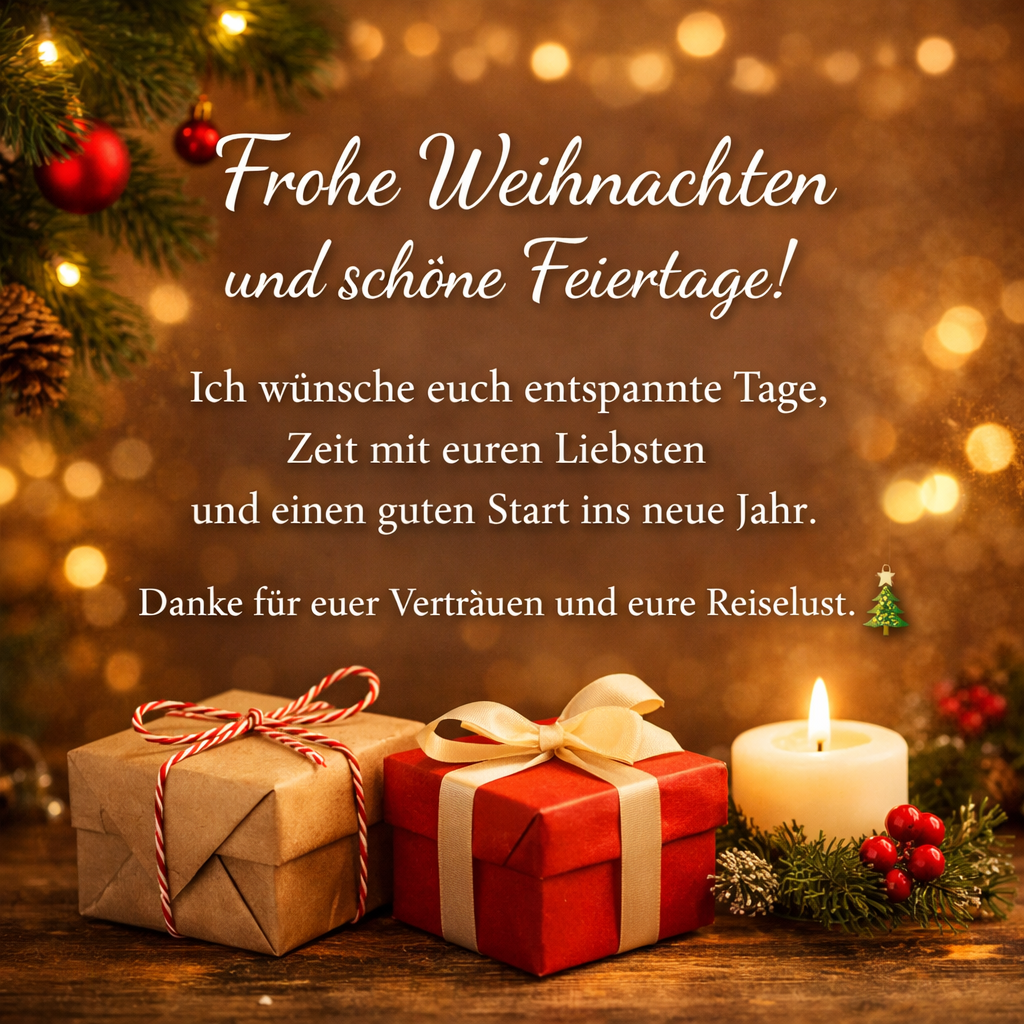 Frohe Weihnachten und schöne Feiertage