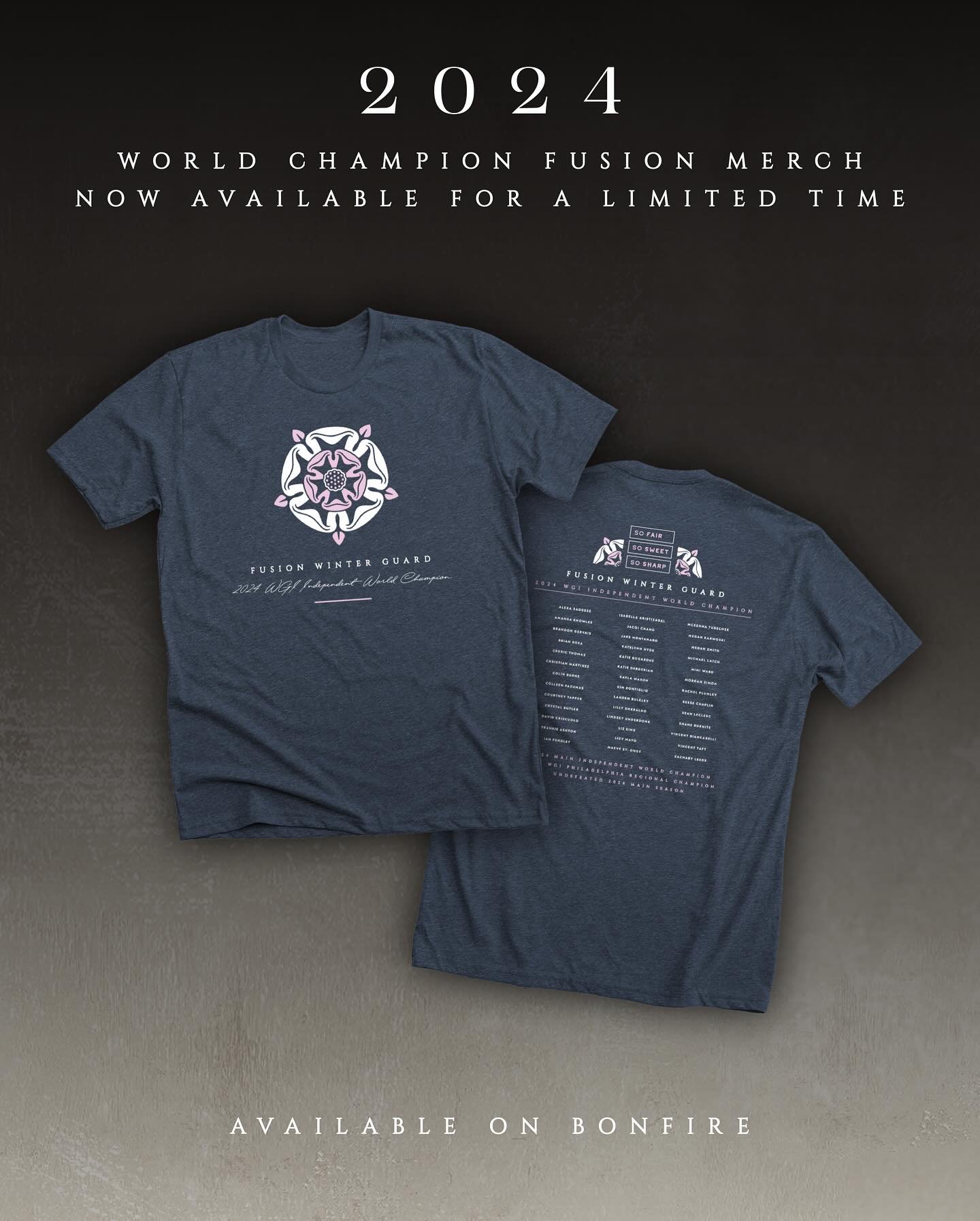 Our new, LIMITED EDITION World Champion merch is now available in a handful of styles! We appreciate your support always!
🟪
#WGI #wgi2024 #MAIN #MidAtlanticIndoorNetwork #MAINGuards #newjersey #eastcoast #independentworld #colorguard #winterguard #d