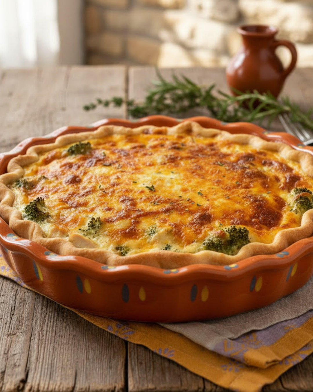 Tarte brocolis et poulet