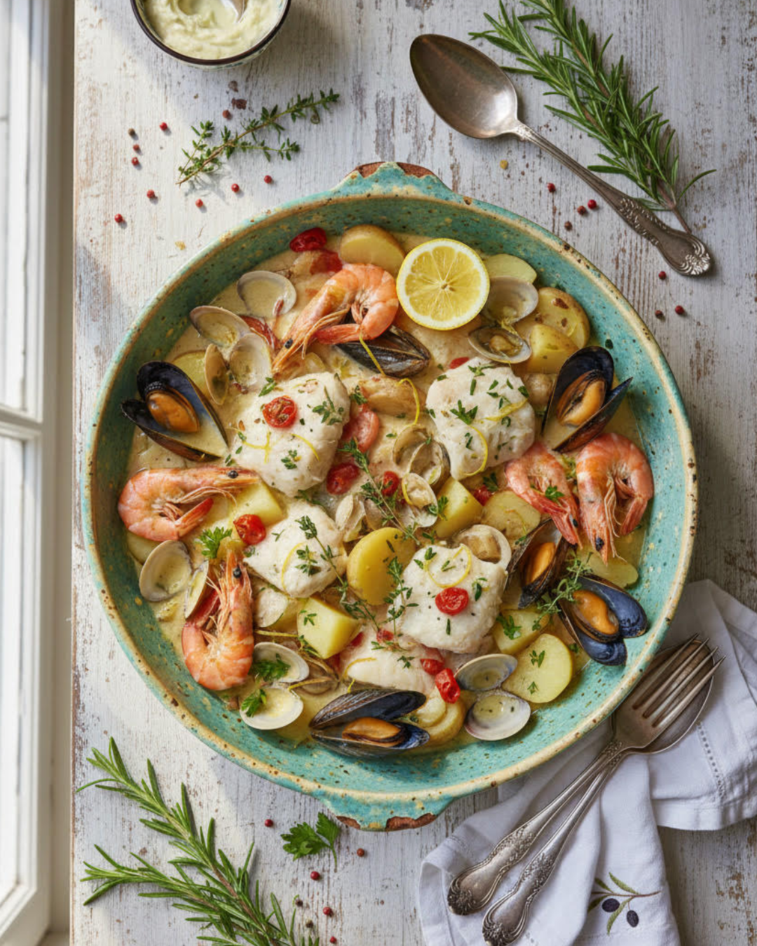 Blanquette de la mer aux pommes de terre fondantes