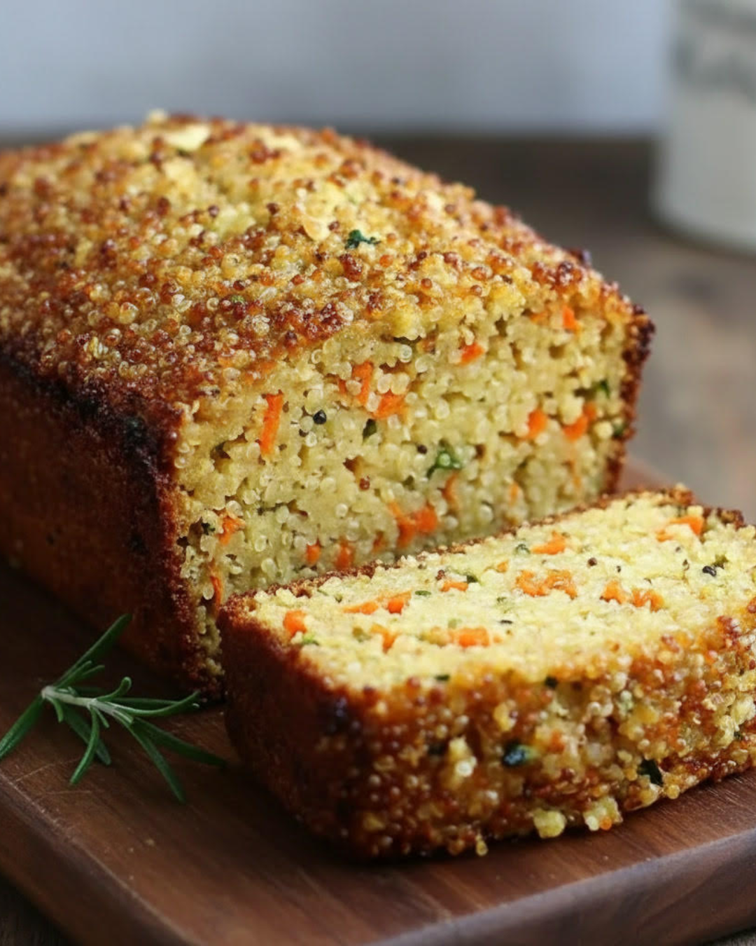 Tranche de cake au quinoa, carottes râpées et parmesan